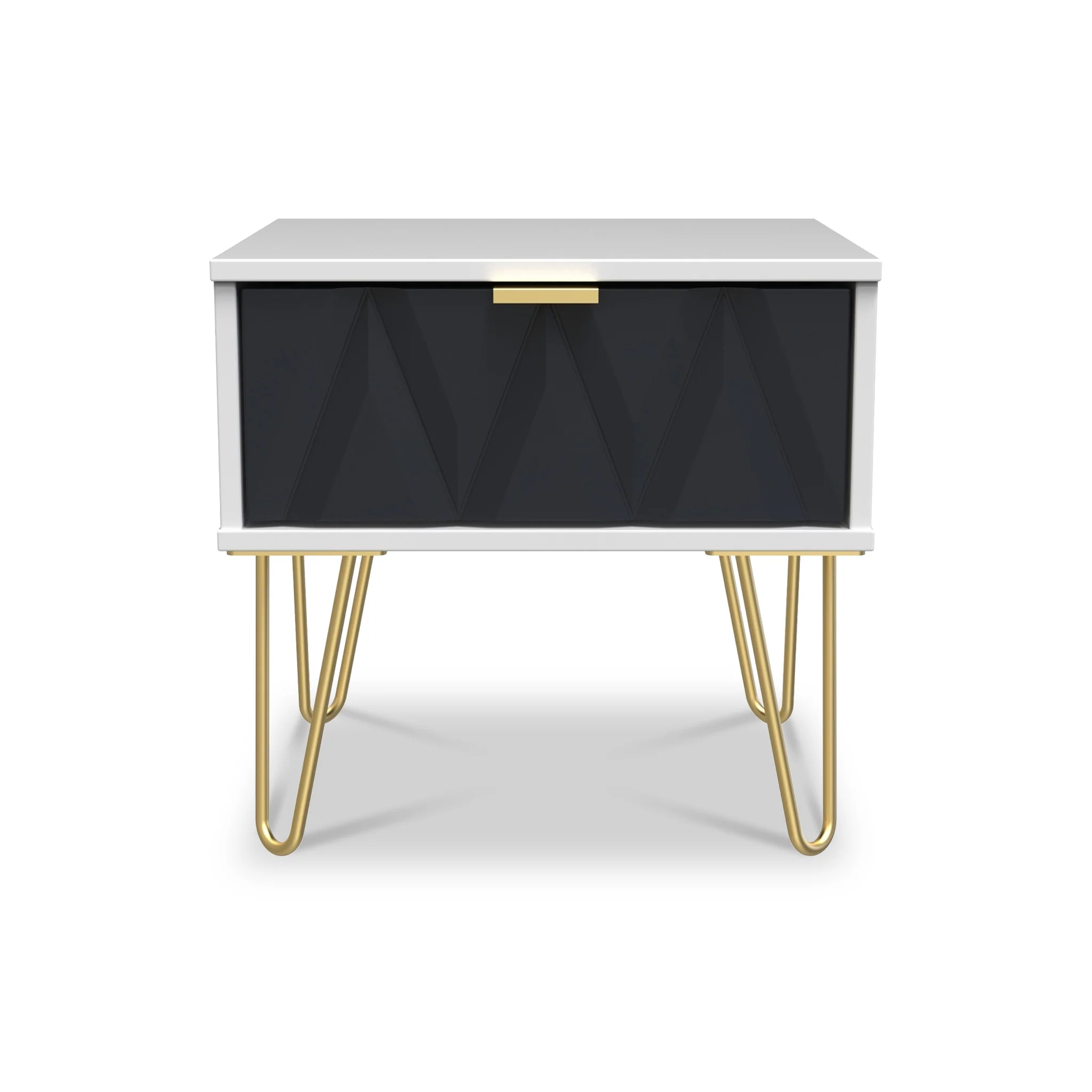 Geo 1 Drawer Bedside Table with Gold Hairpin Legs - Image 6