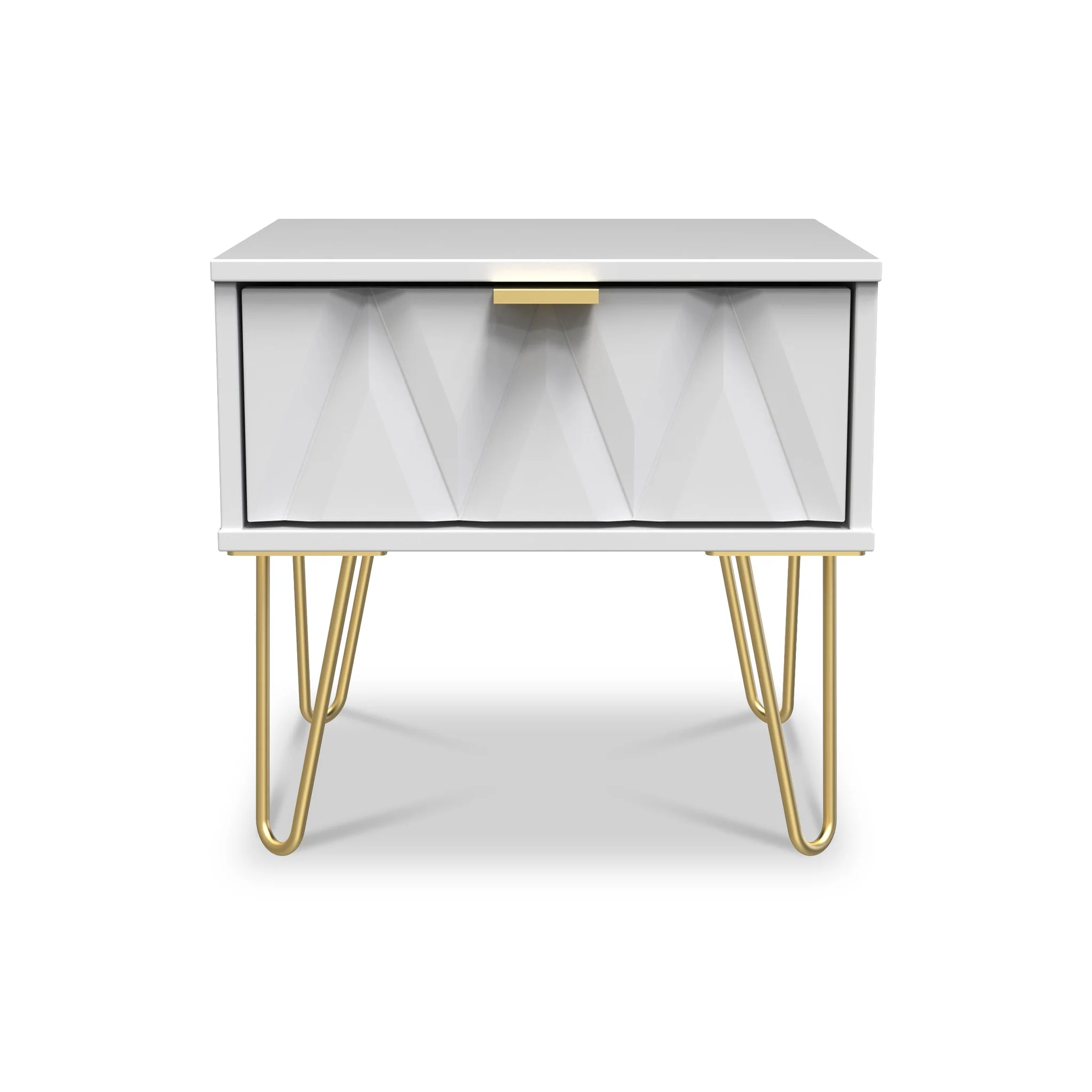 Geo 1 Drawer Bedside Table with Gold Hairpin Legs - Image 9