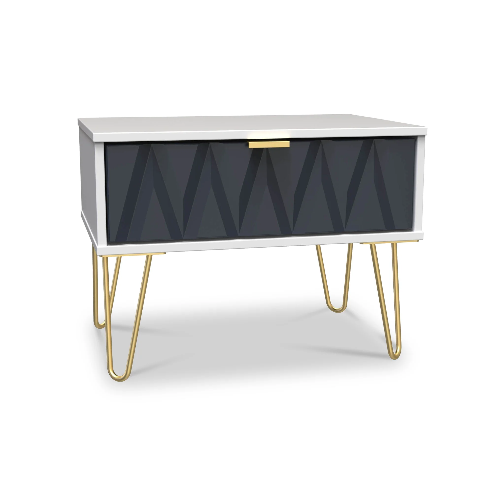 Geo 1 Drawer Side Table with Gold Hairpin Legs - Image 5