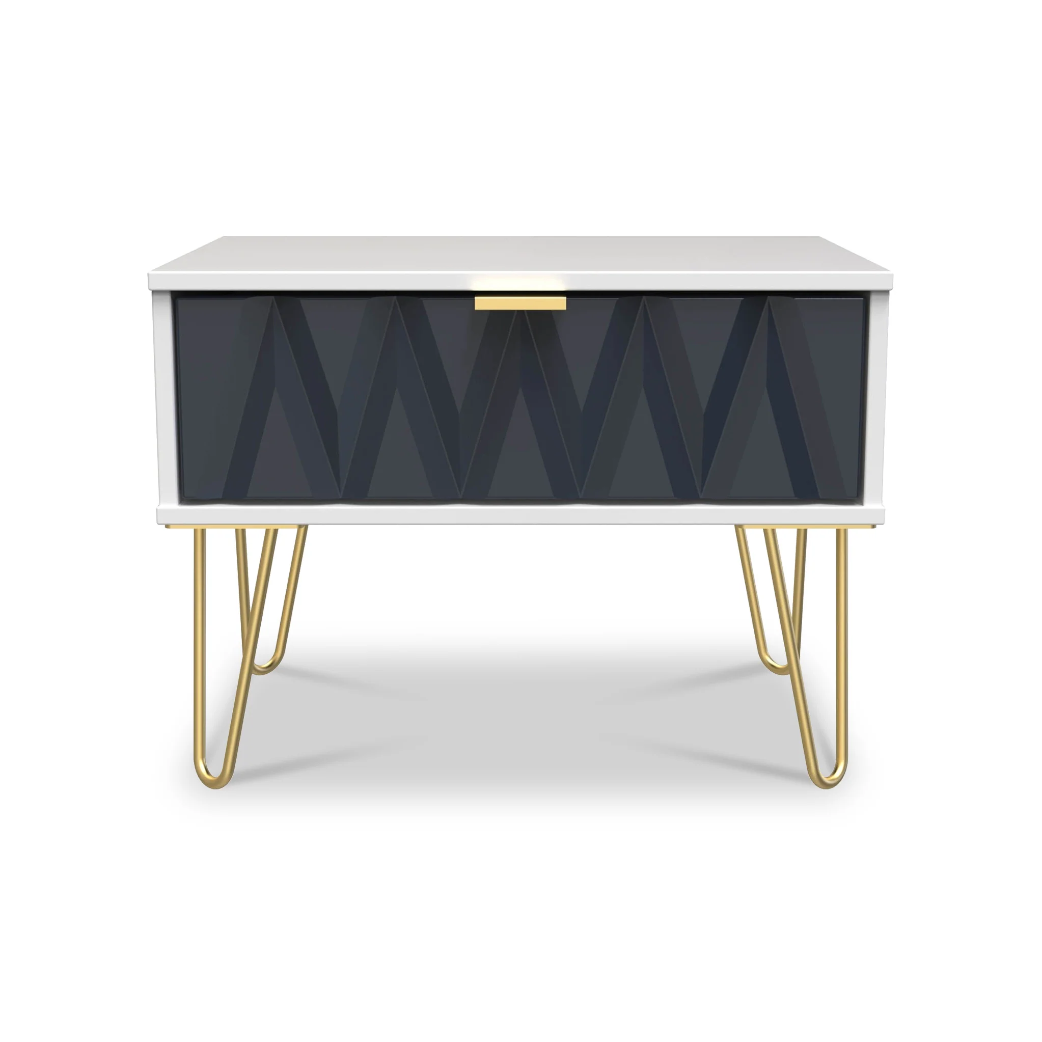 Geo 1 Drawer Side Table with Gold Hairpin Legs - Image 6