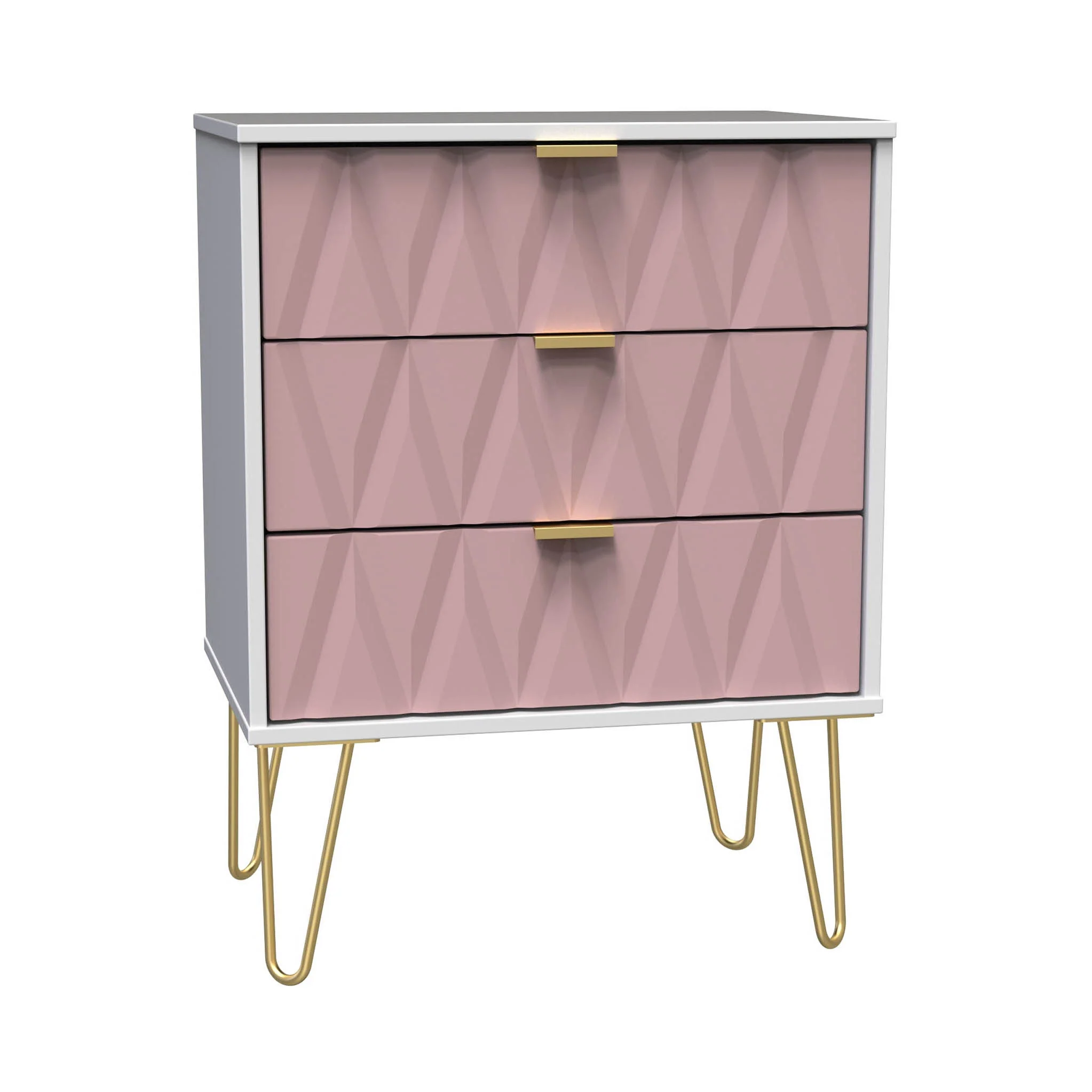 Geo 3 Drawer Midi Chest with Gold Hairpin Leg - Image 10