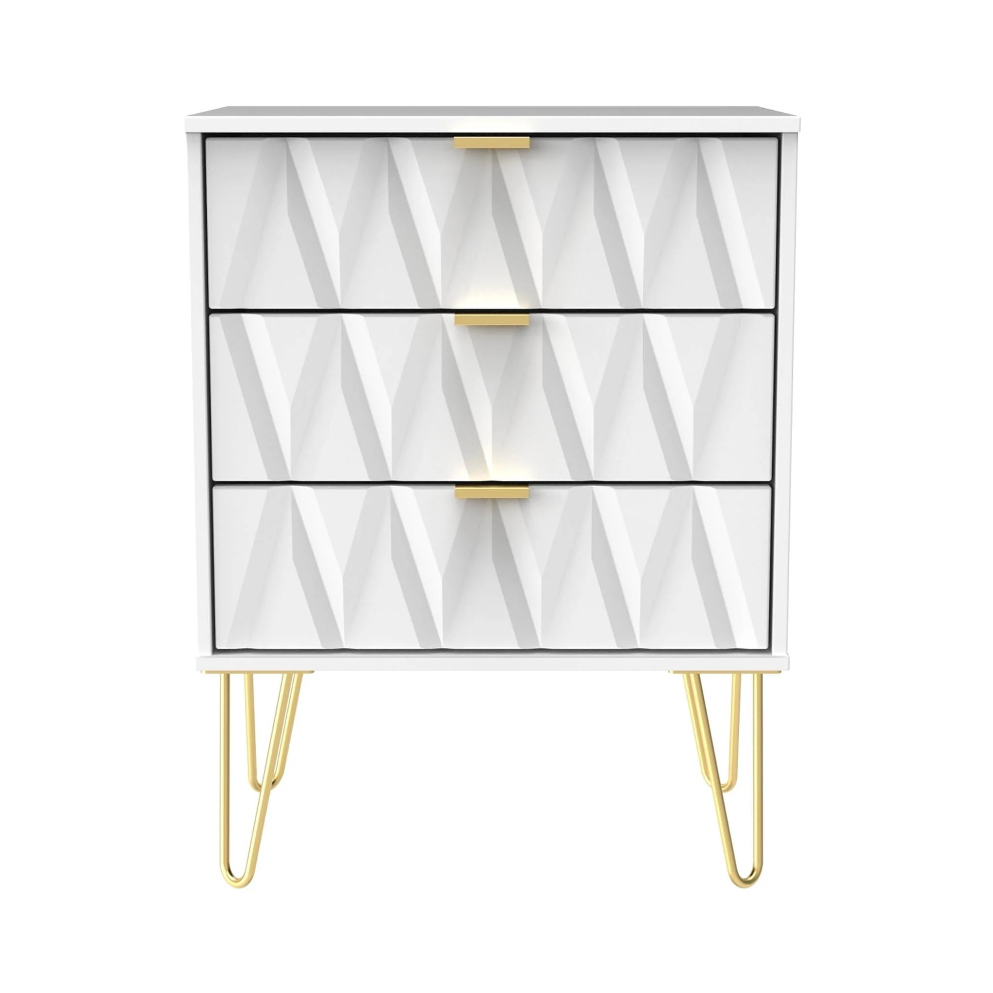 Geo 3 Drawer Midi Chest with Gold Hairpin Leg - Image 15