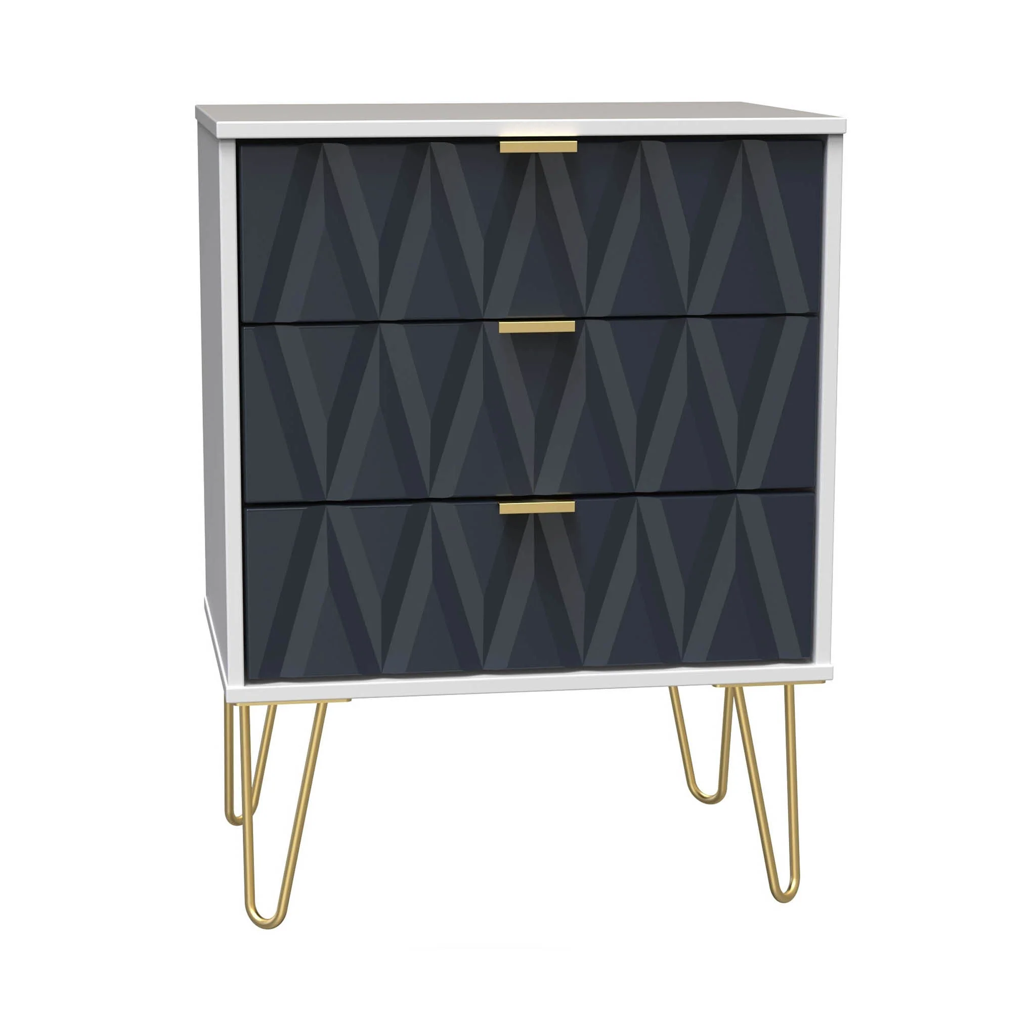 Geo 3 Drawer Midi Chest with Gold Hairpin Leg - Image 6