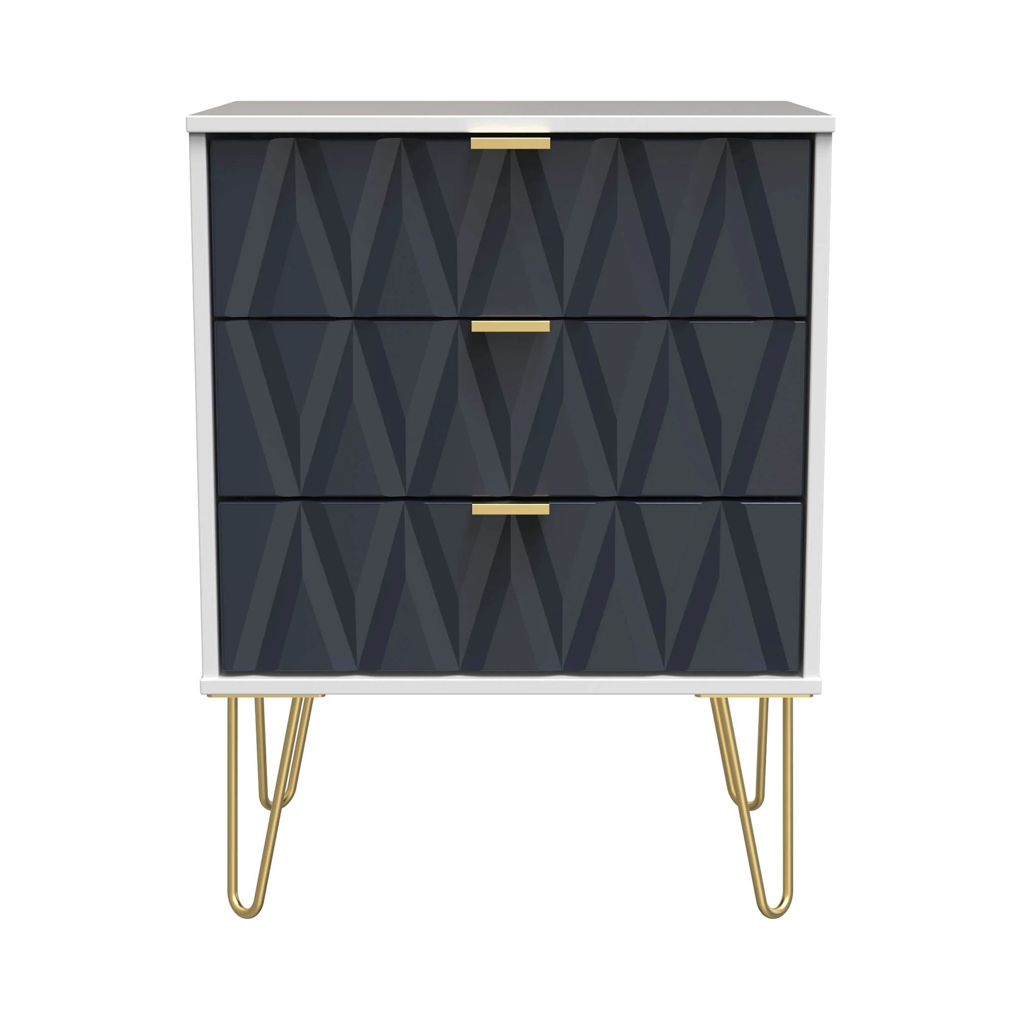 Geo 3 Drawer Midi Chest with Gold Hairpin Leg - Image 7
