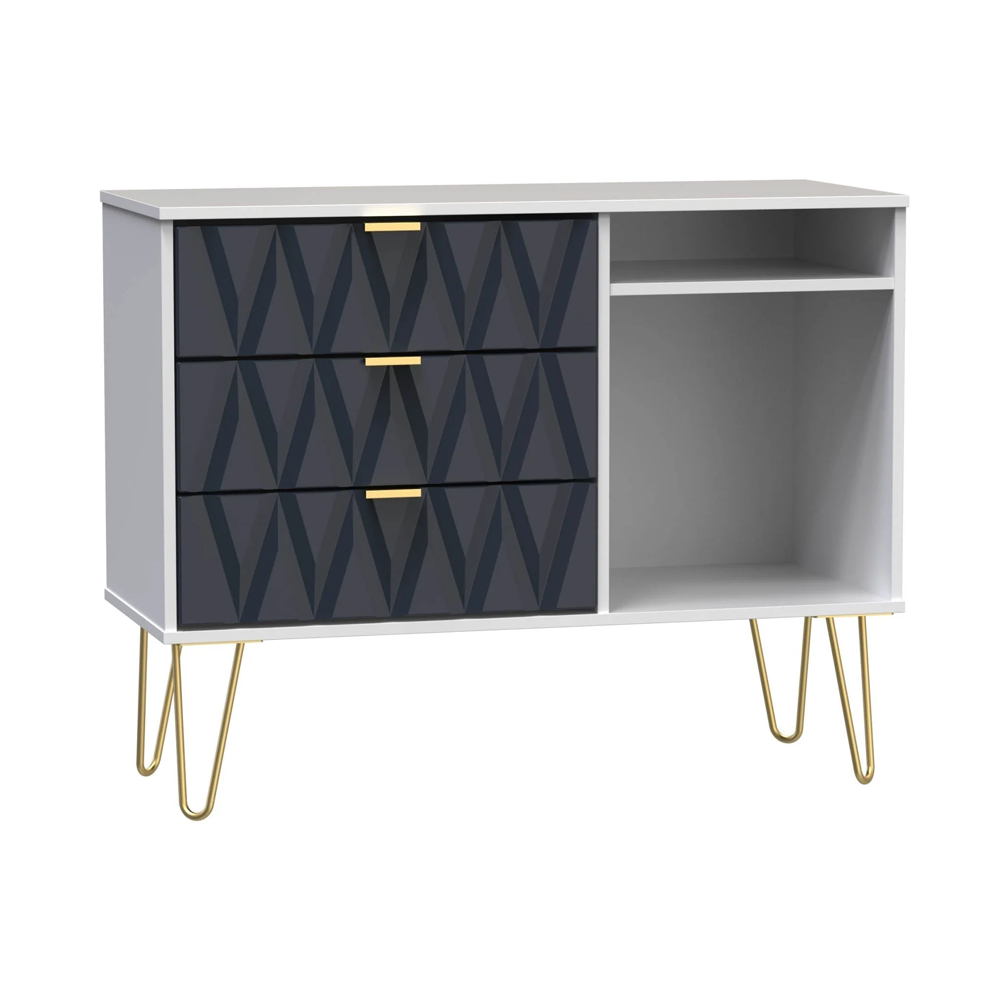 Geo 3 Drawer TV Unit with Gold Hairpin Legs - Image 10