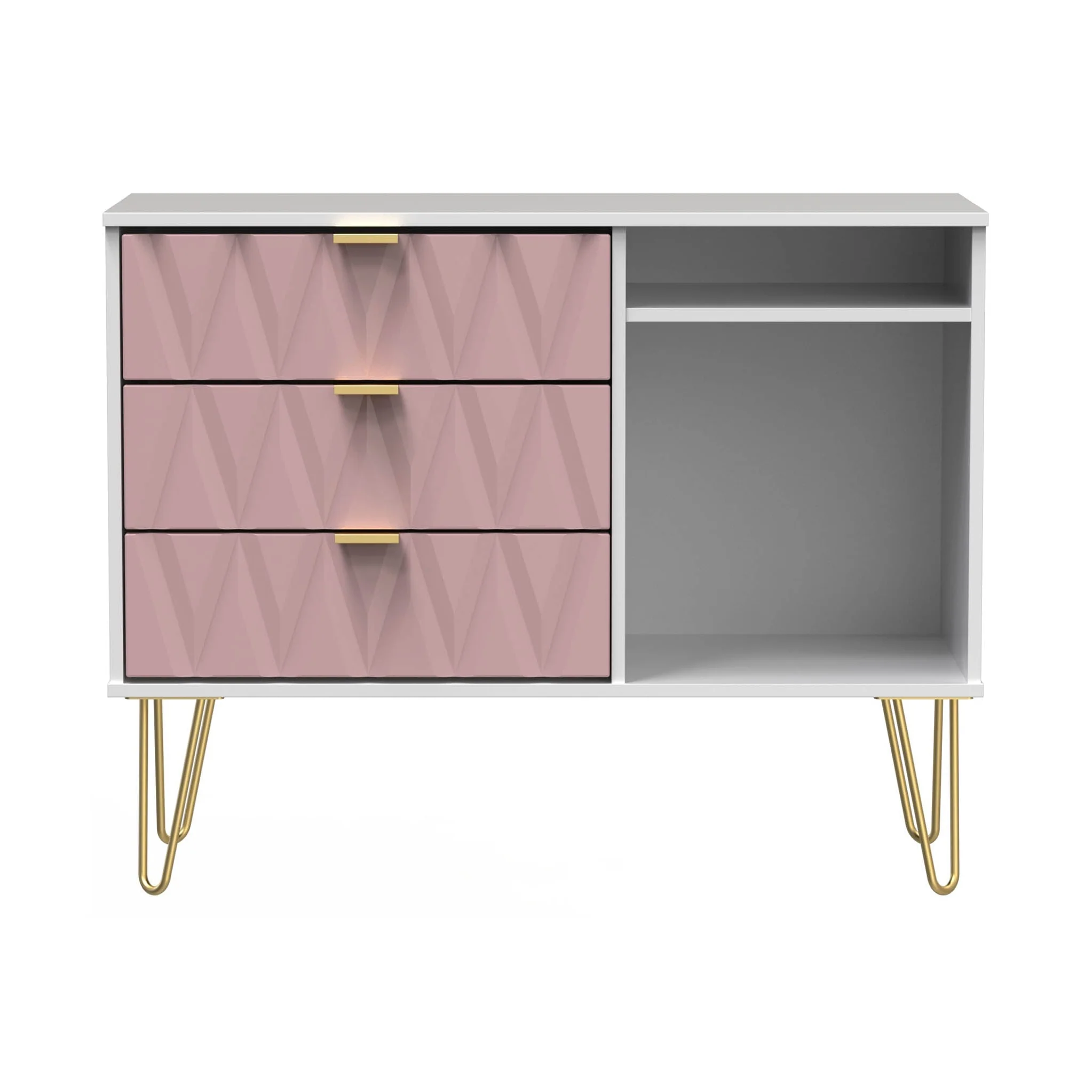 Geo 3 Drawer TV Unit with Gold Hairpin Legs - Image 13