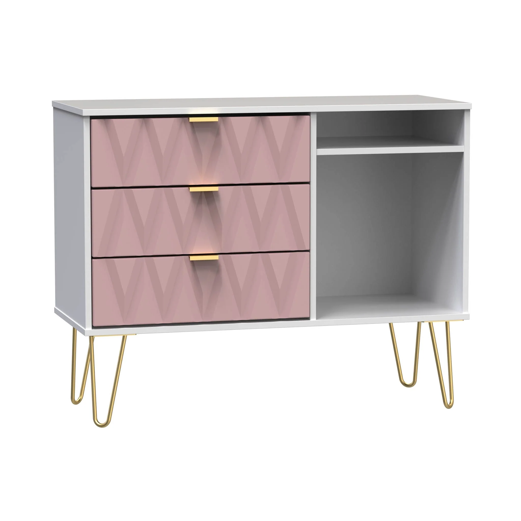 Geo 3 Drawer TV Unit with Gold Hairpin Legs - Image 14