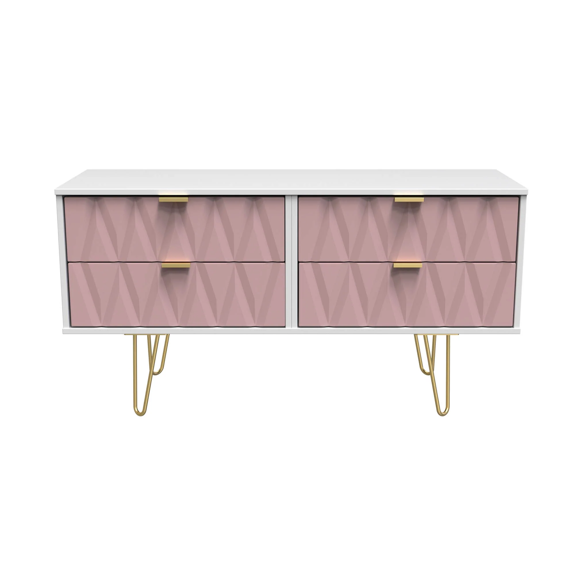 Geo 4 Drawer Low TV Unit with Gold Hairpin Legs - Image 5