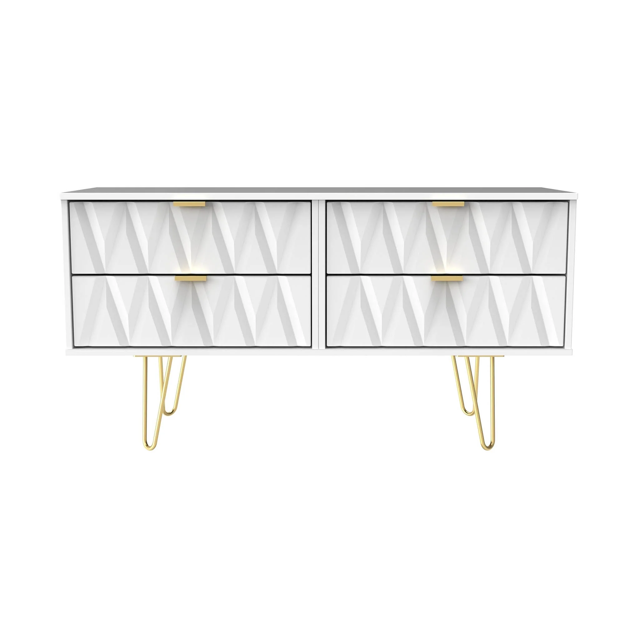 Geo 4 Drawer Low TV Unit with Gold Hairpin Legs - Image 7