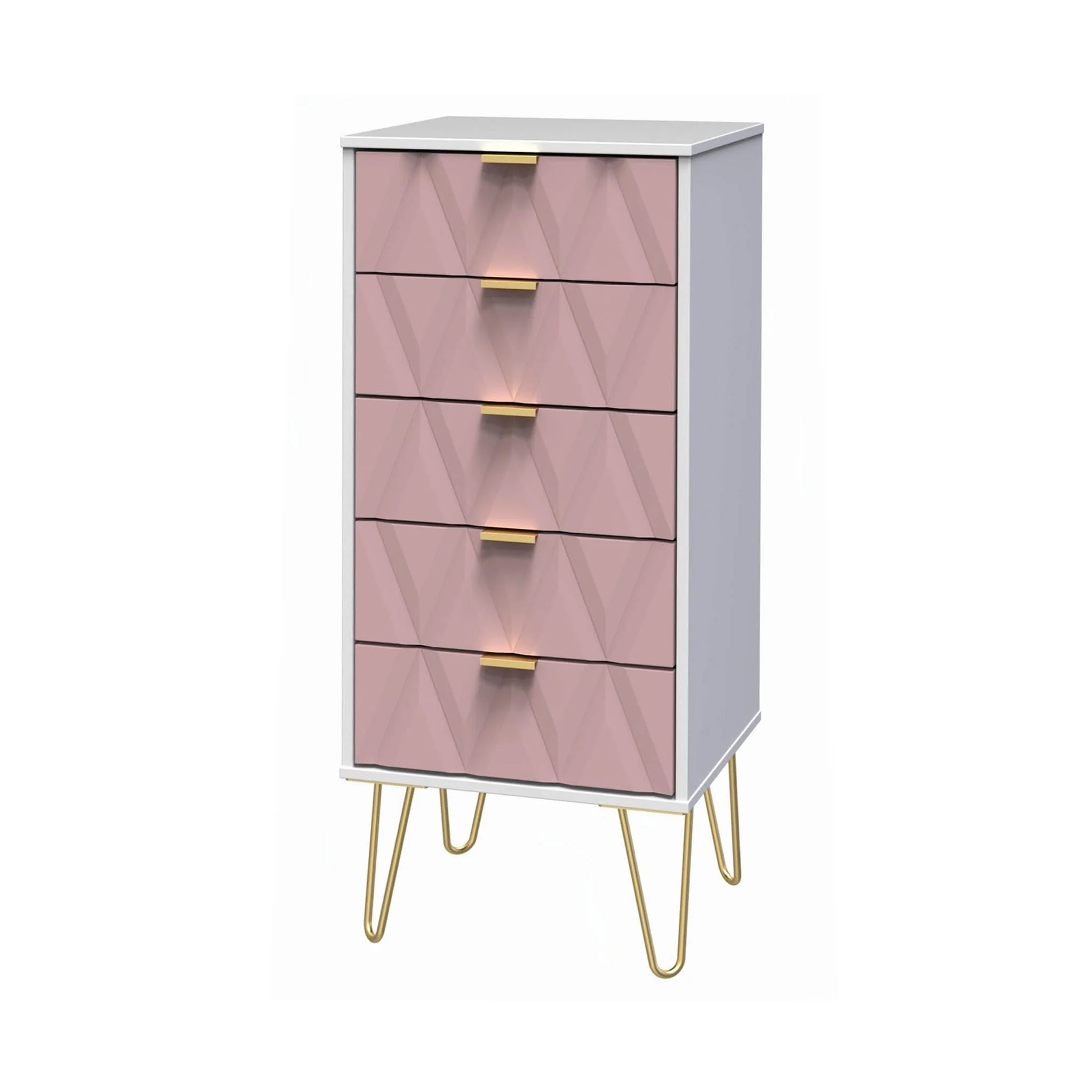 Geo 5 Drawer Tallboy with Gold Hairpin Legs - Image 10