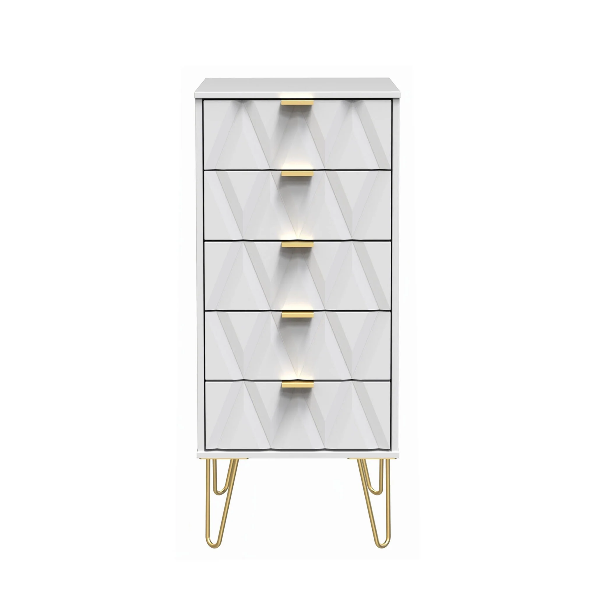 Geo 5 Drawer Tallboy with Gold Hairpin Legs - Image 13