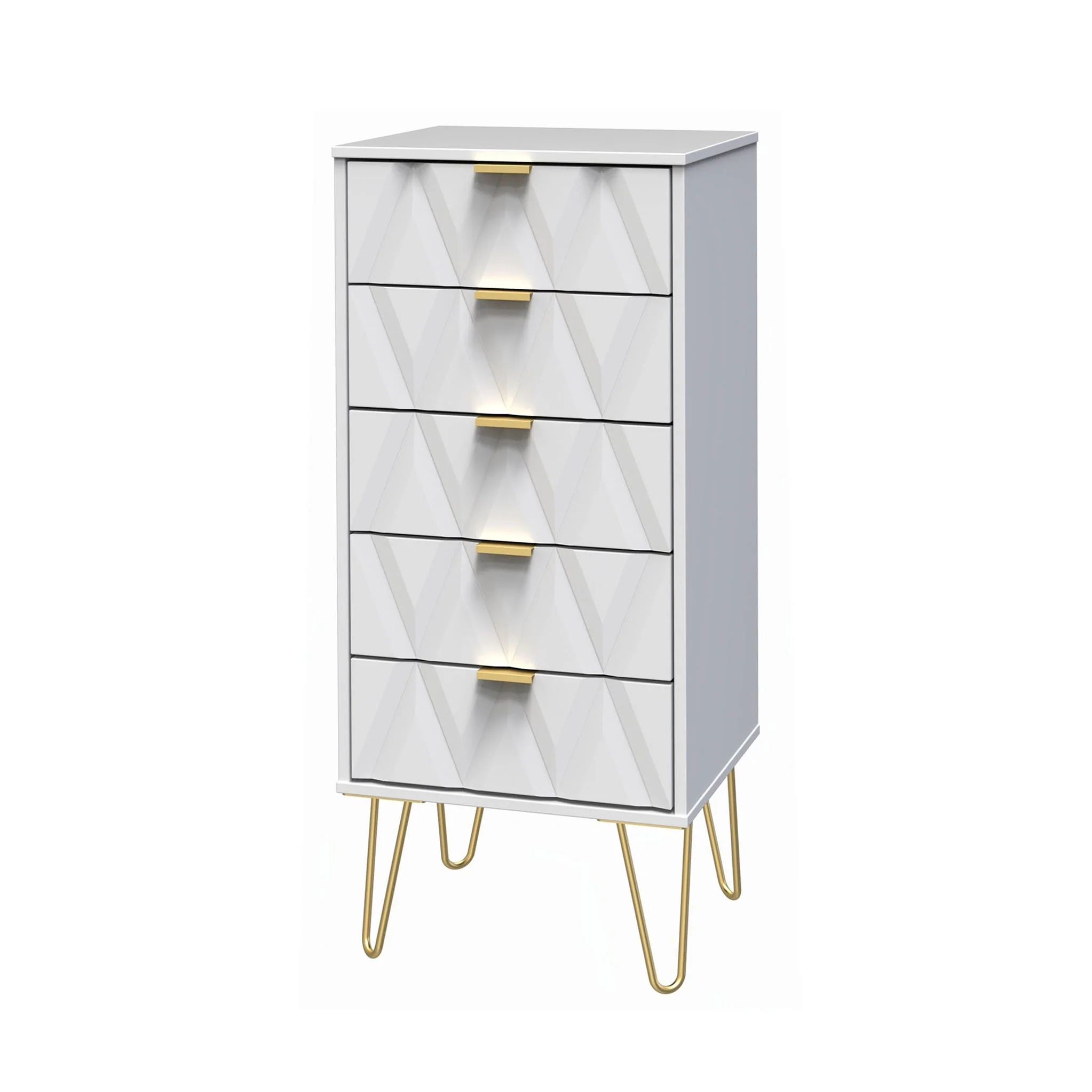 Geo 5 Drawer Tallboy with Gold Hairpin Legs - Image 14