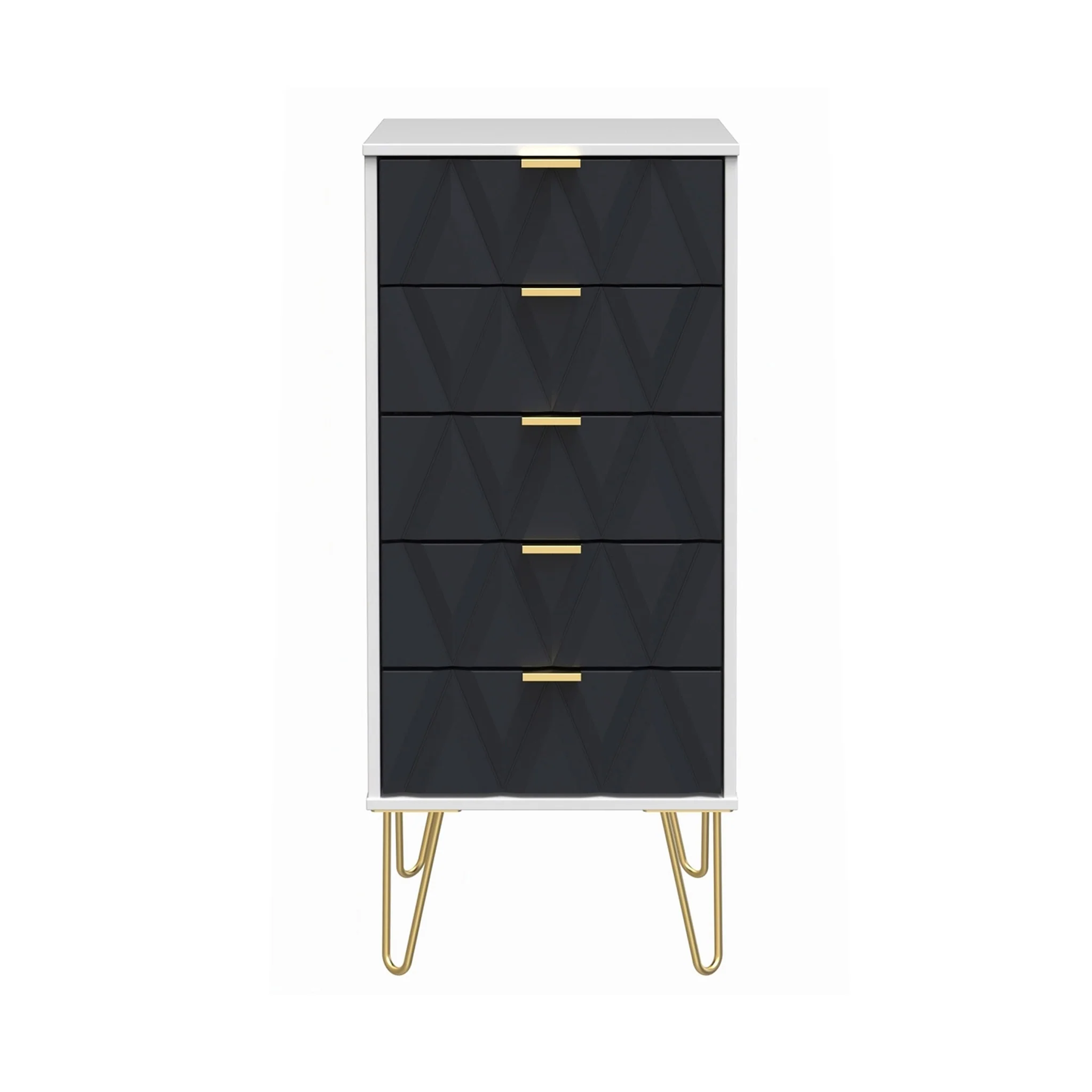 Geo 5 Drawer Tallboy with Gold Hairpin Legs - Image 5