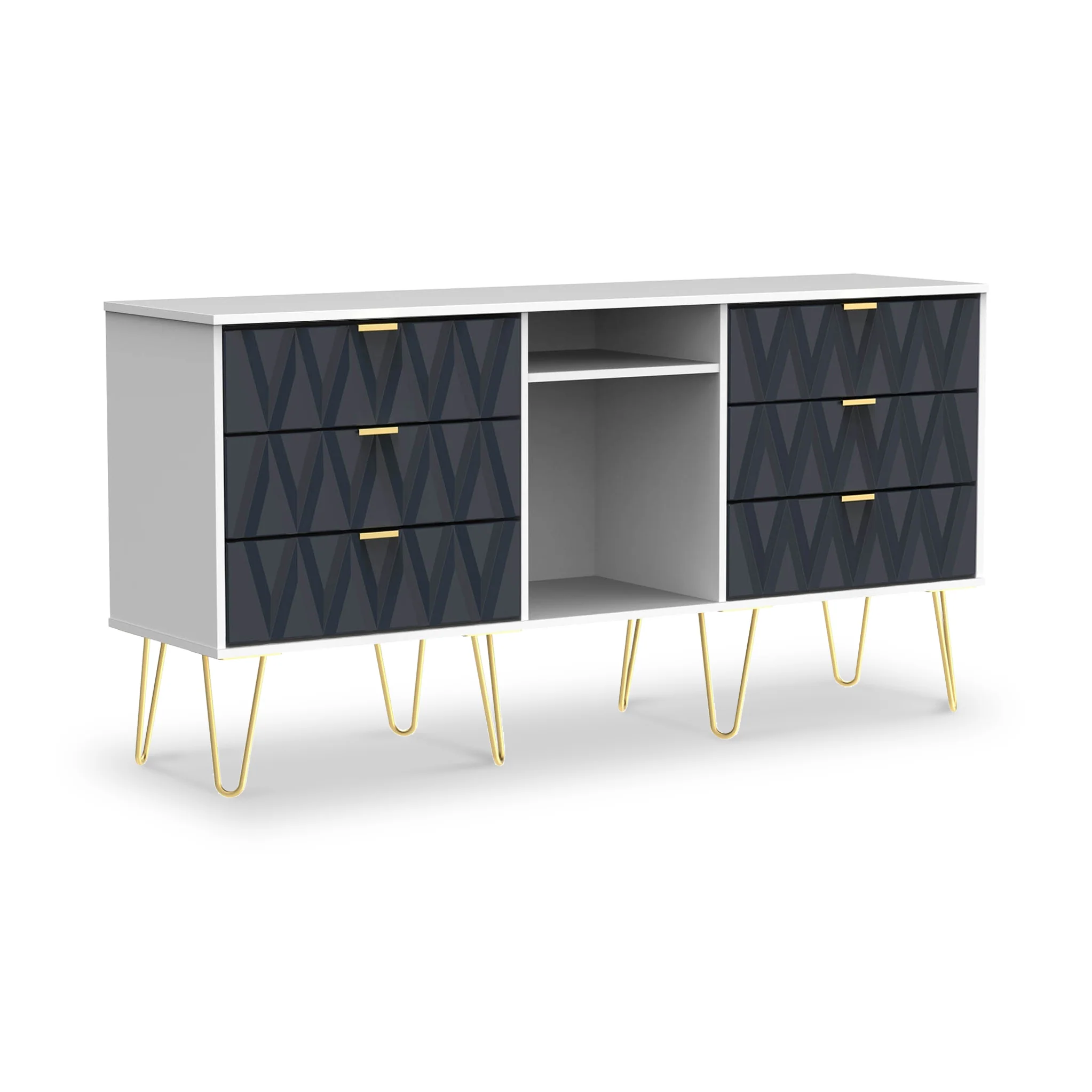 Geo 6 Drawer Sideboard with Gold Hairpin Legs - Image 11