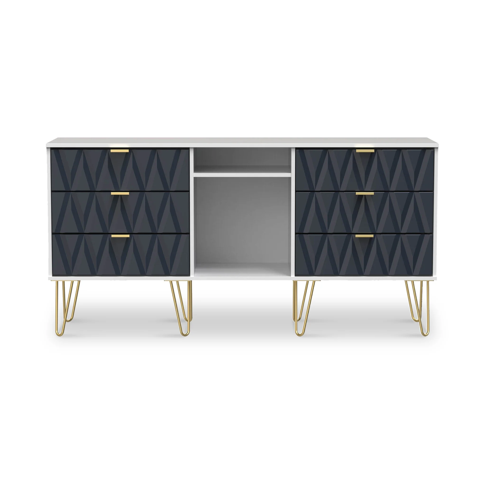 Geo 6 Drawer Sideboard with Gold Hairpin Legs - Image 12