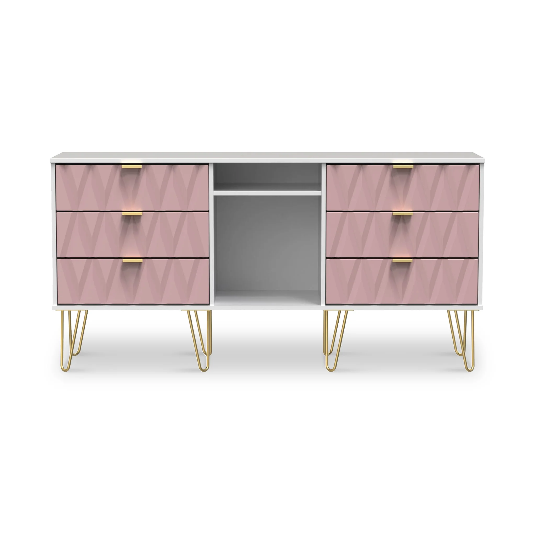 Geo 6 Drawer Sideboard with Gold Hairpin Legs - Image 16