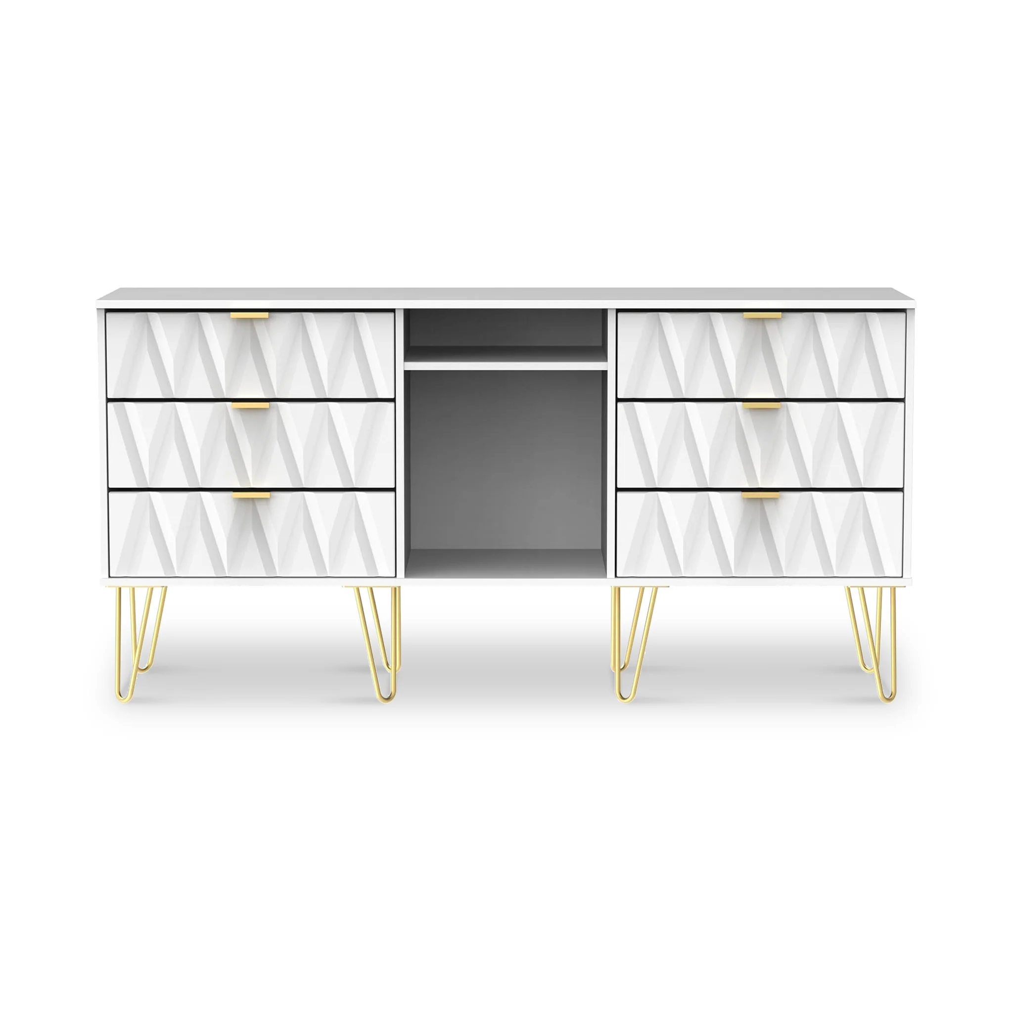 Geo 6 Drawer Sideboard with Gold Hairpin Legs - Image 3
