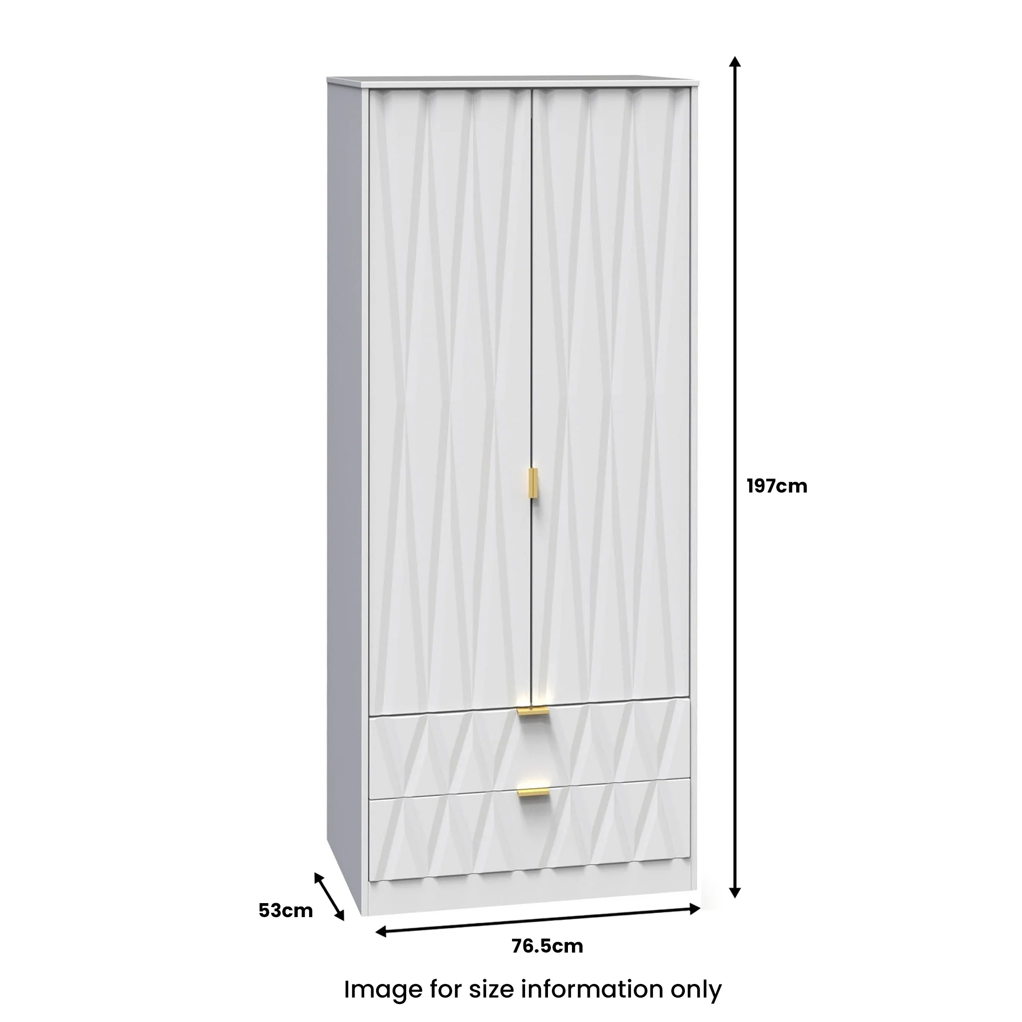 Geo Panelled 2 Door 2 Drawer Wardrobe - Image 23
