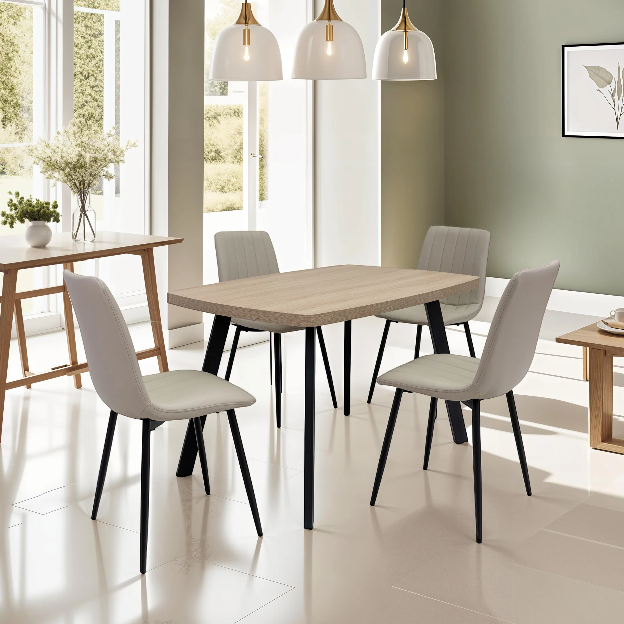 Geri Faux Leather Curved Seat Dining Chair - Image 2