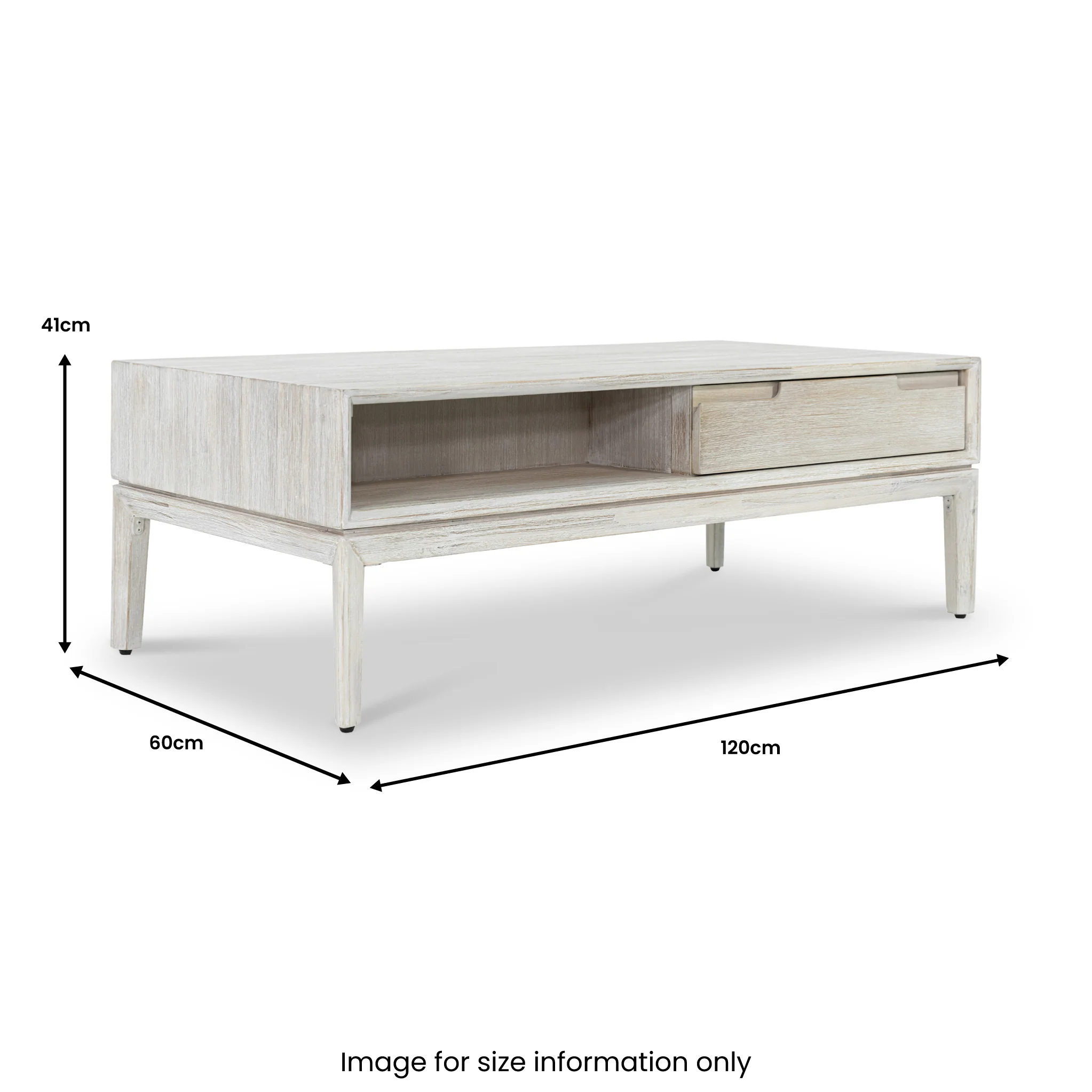 Gio White Sand Acacia 2 Drawer Coffee Table - Image 7