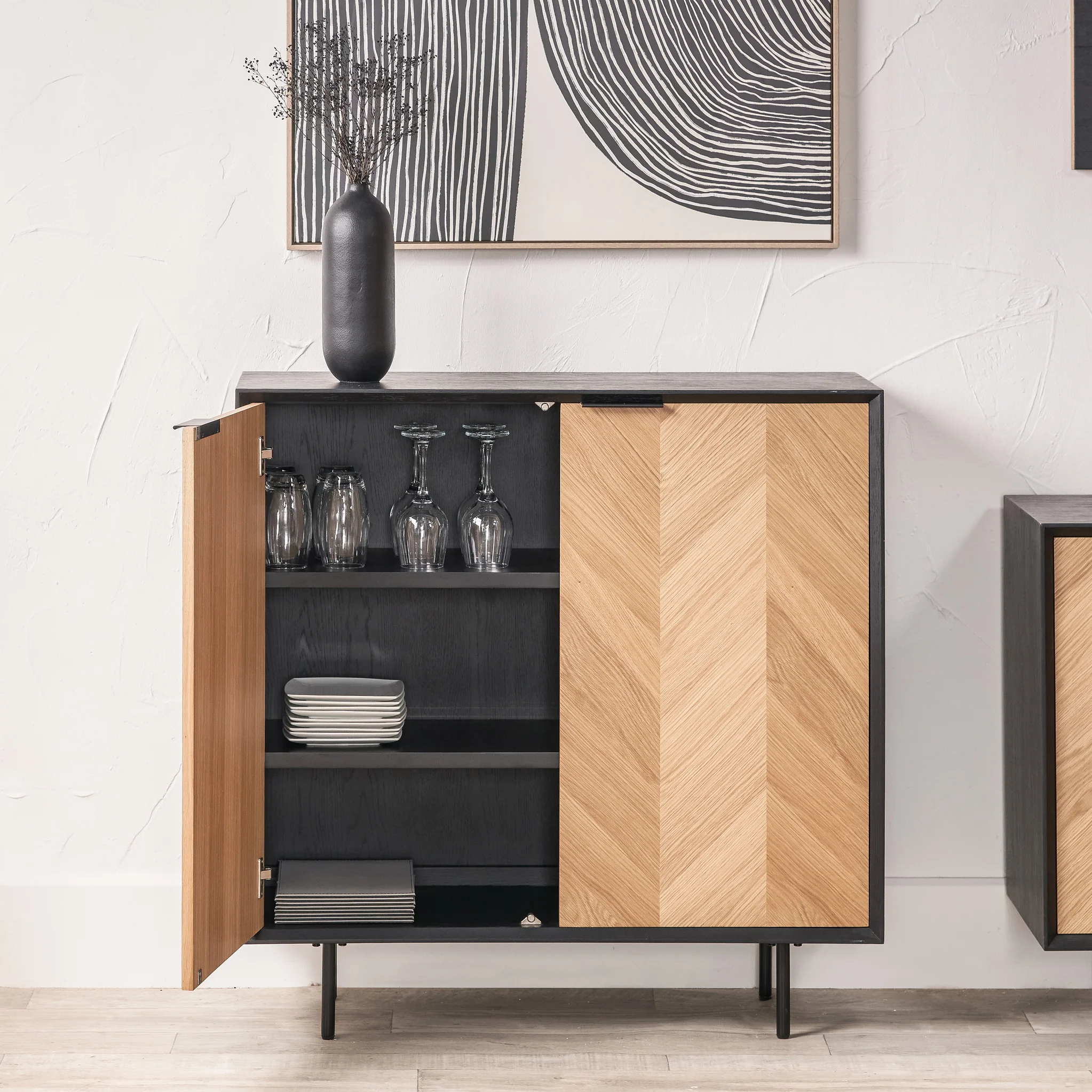 Hailee Oak and Pine 2 Door Cabinet - Image 4