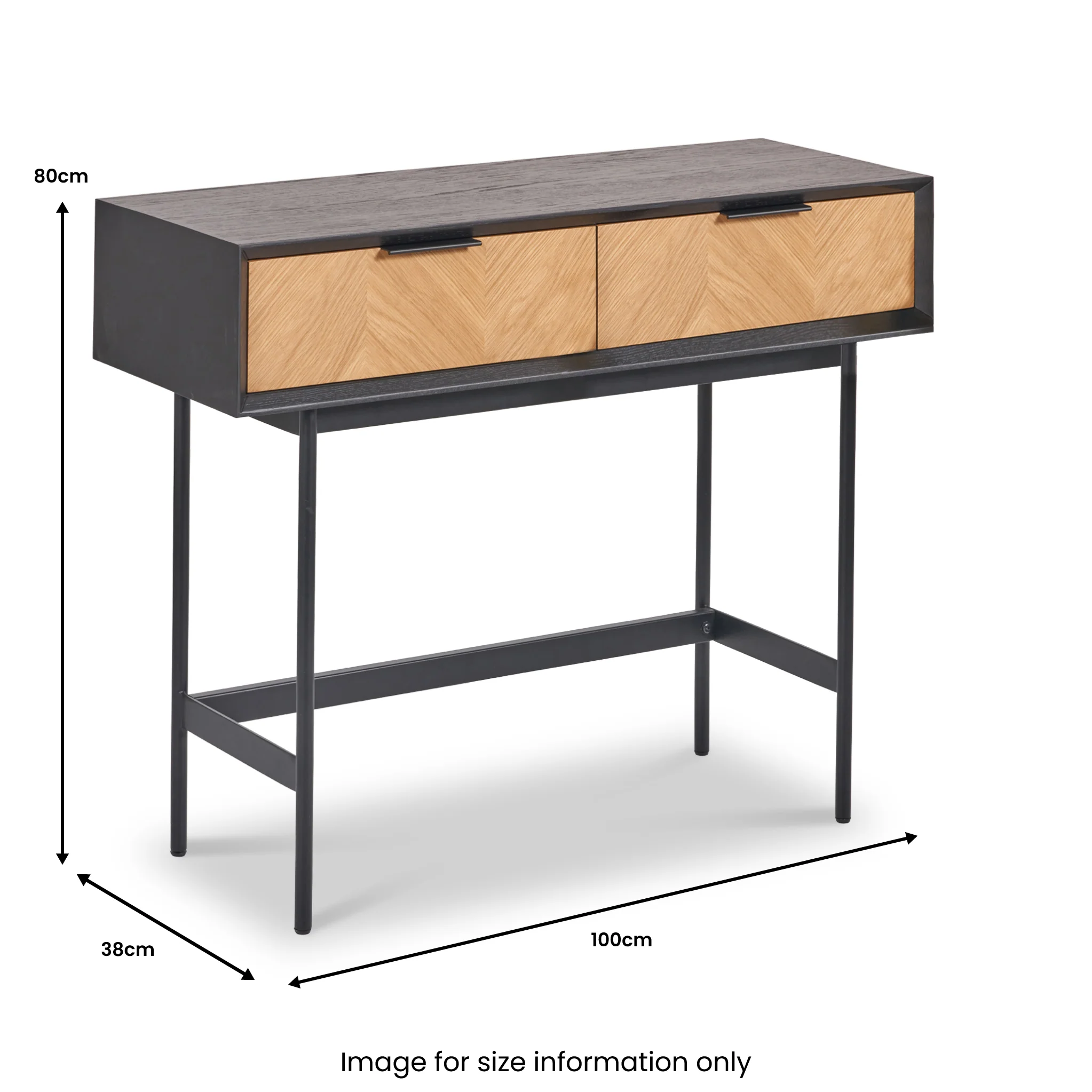 Hailee Oak and Pine 2 Drawer Console Table - Image 11