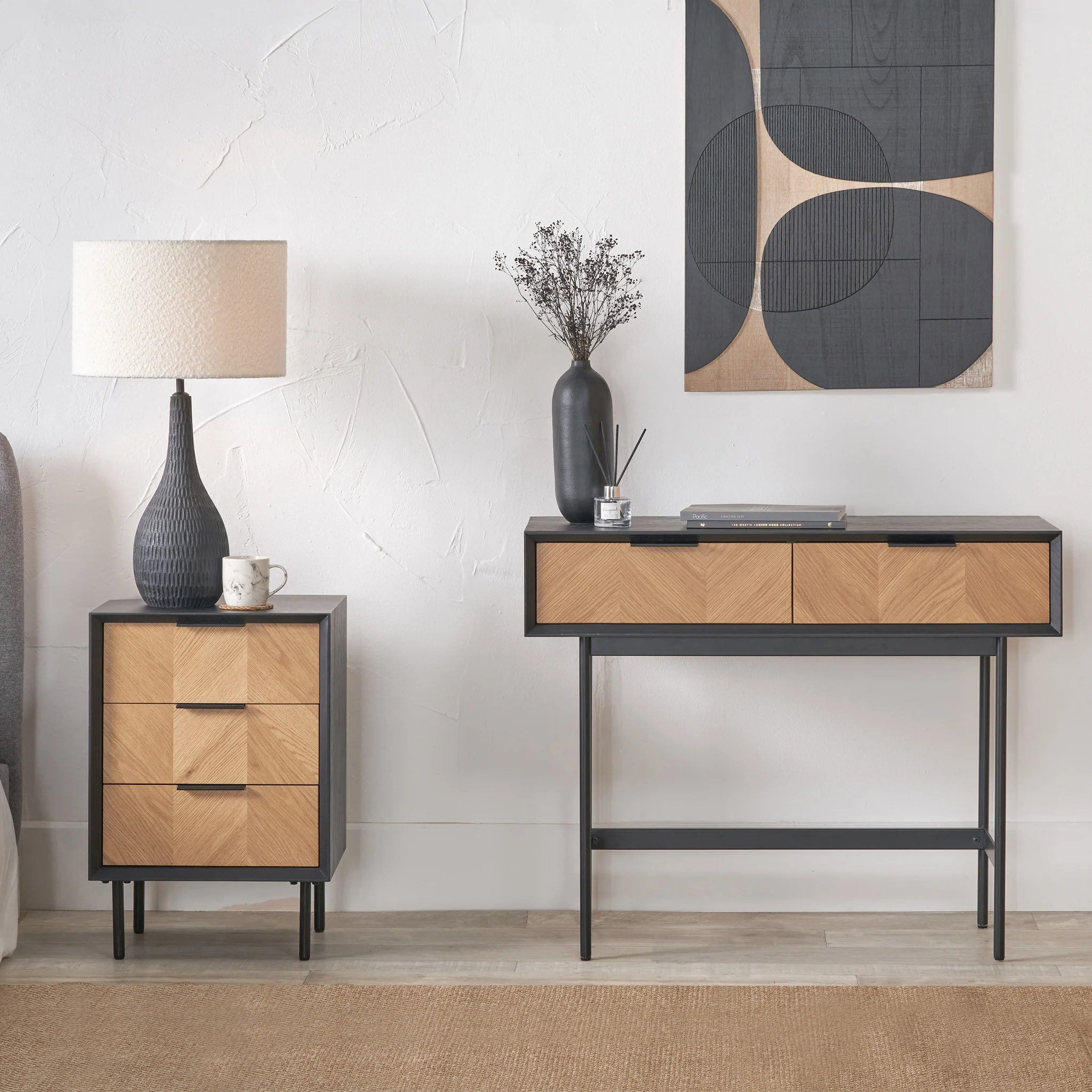 Hailee Oak and Pine 2 Drawer Console Table - Image 4
