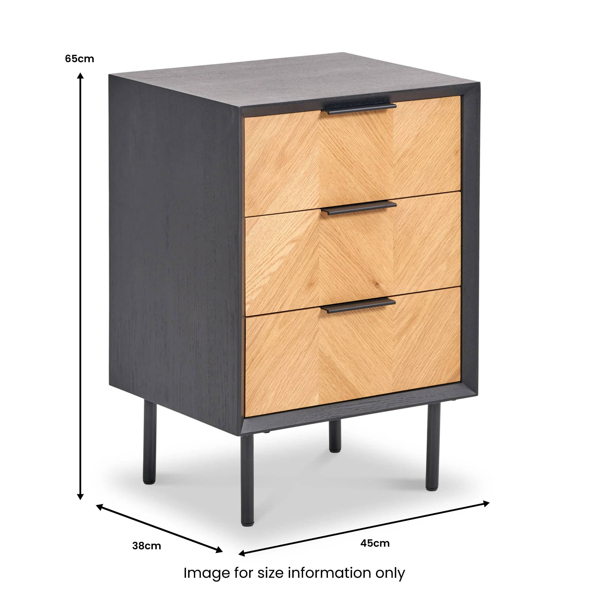 Hailee Oak and Pine 3 Drawer Bedside Table - Image 10