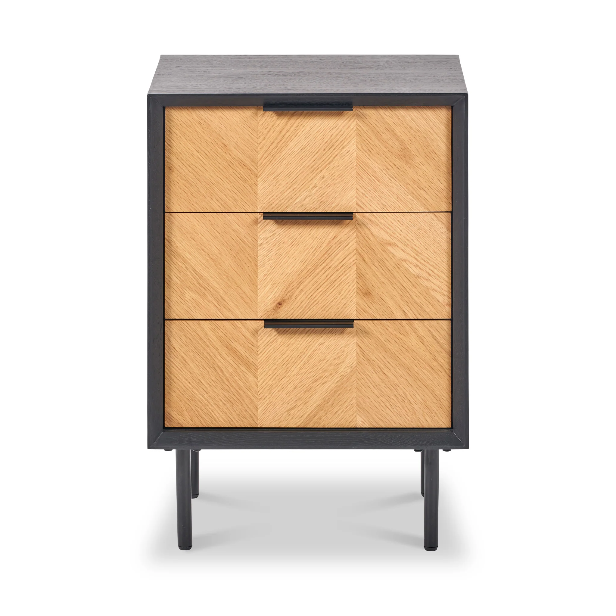 Hailee Oak and Pine 3 Drawer Bedside Table - Image 3