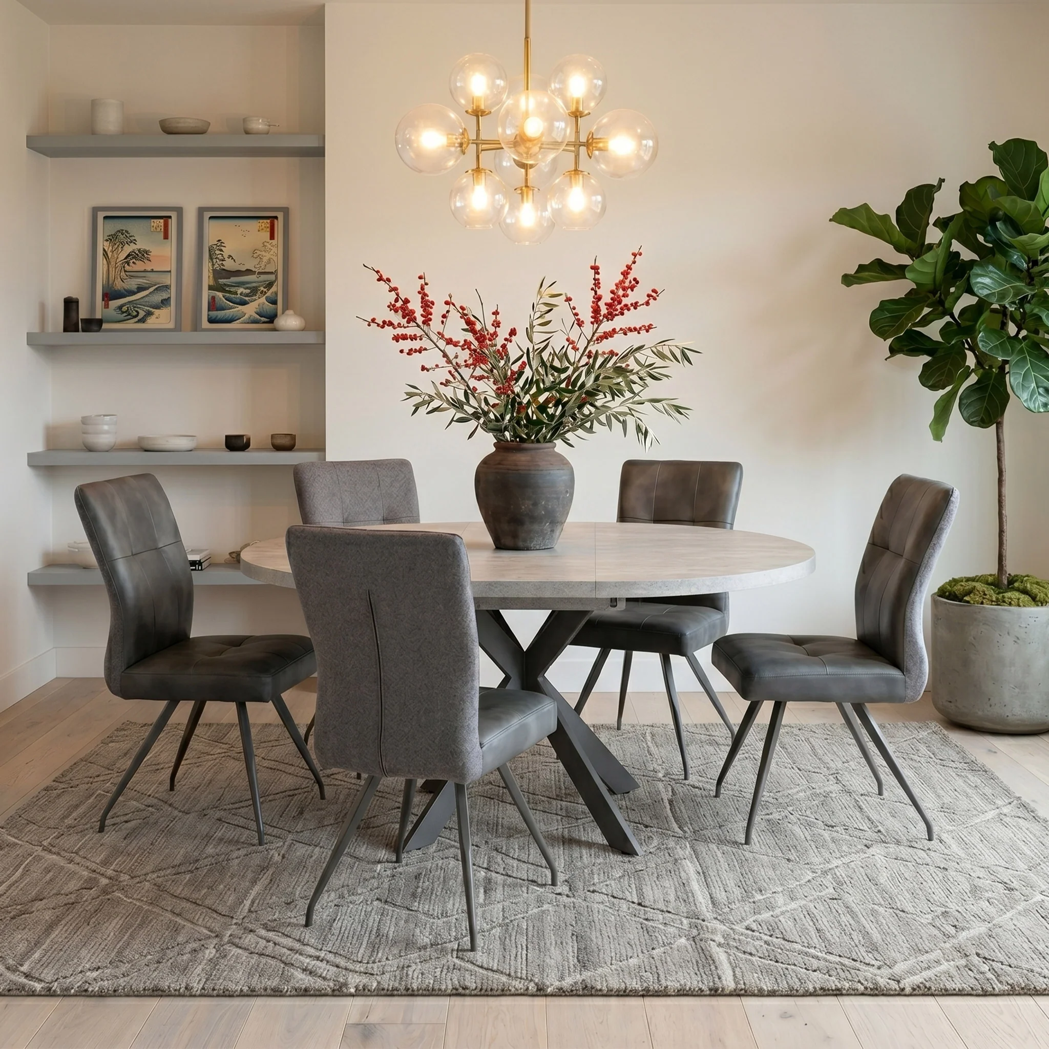 Harald 120cm Light Grey Round Extendable Dining Table - Image 2