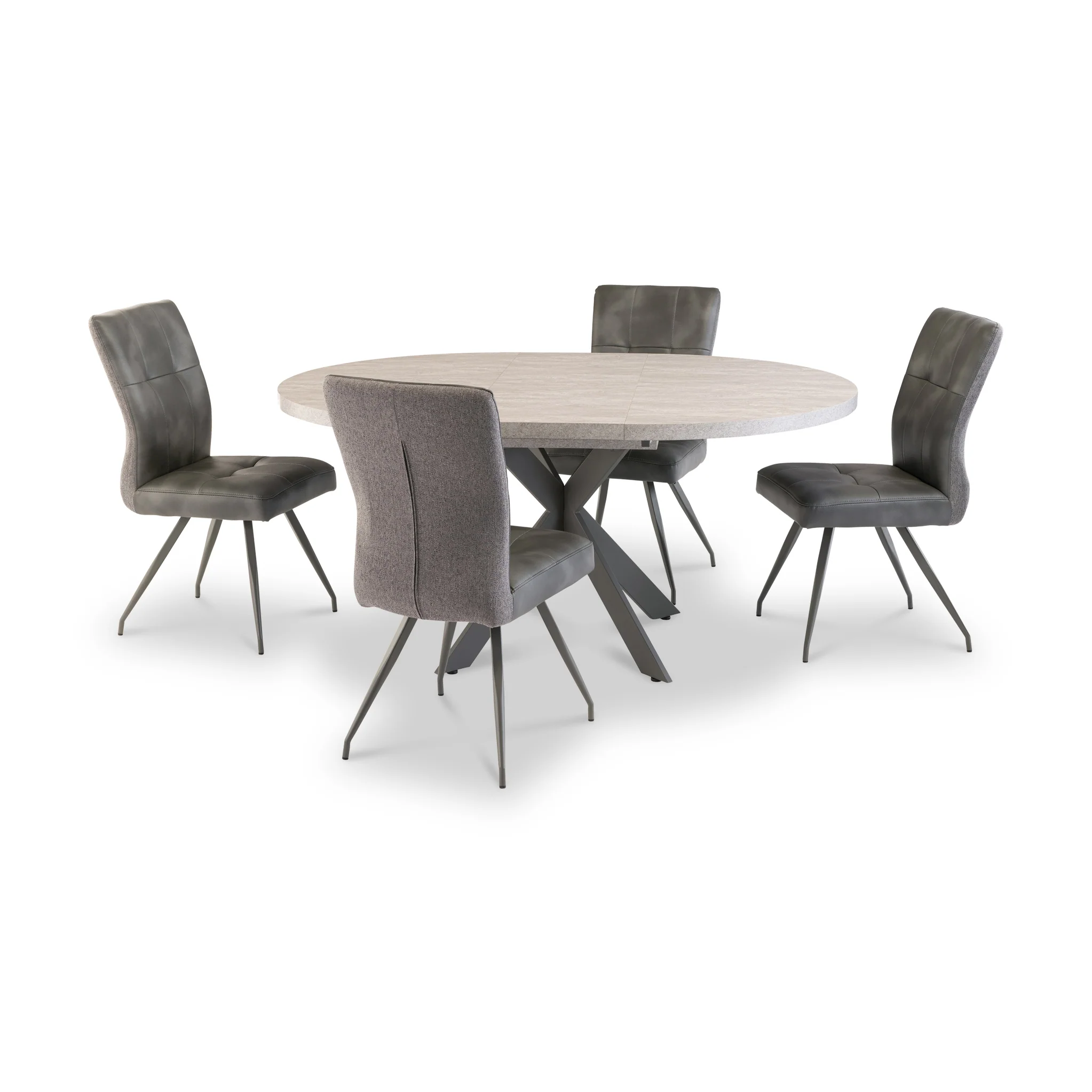 Harald 120cm Light Grey Round Extendable Dining Table - Image 3