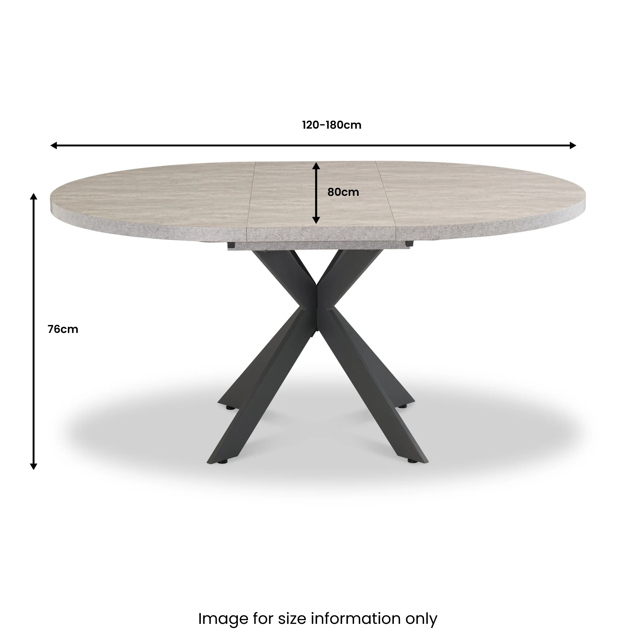 Harald 120cm Light Grey Round Extendable Dining Table - Image 5