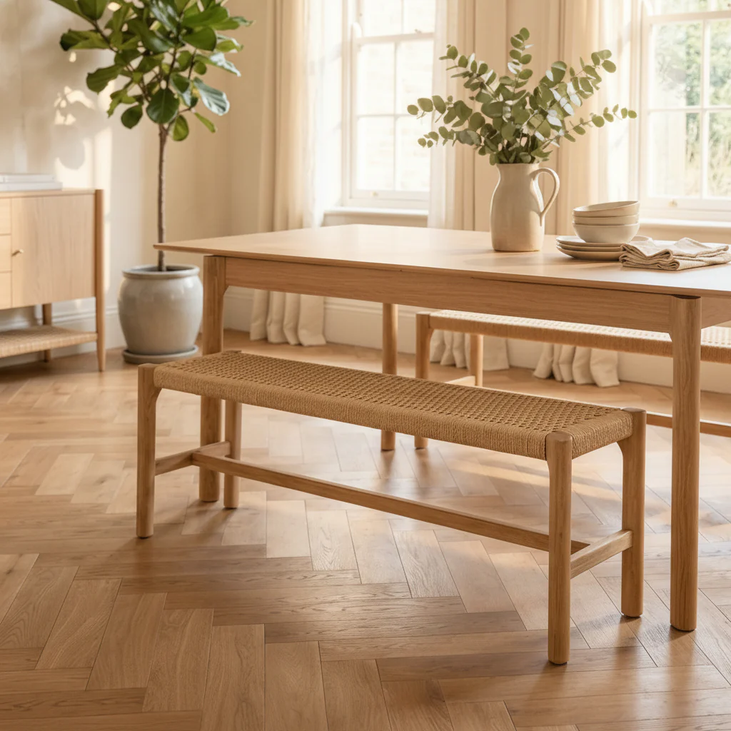 Harborough Oak 110cm Dining Bench - Image 2