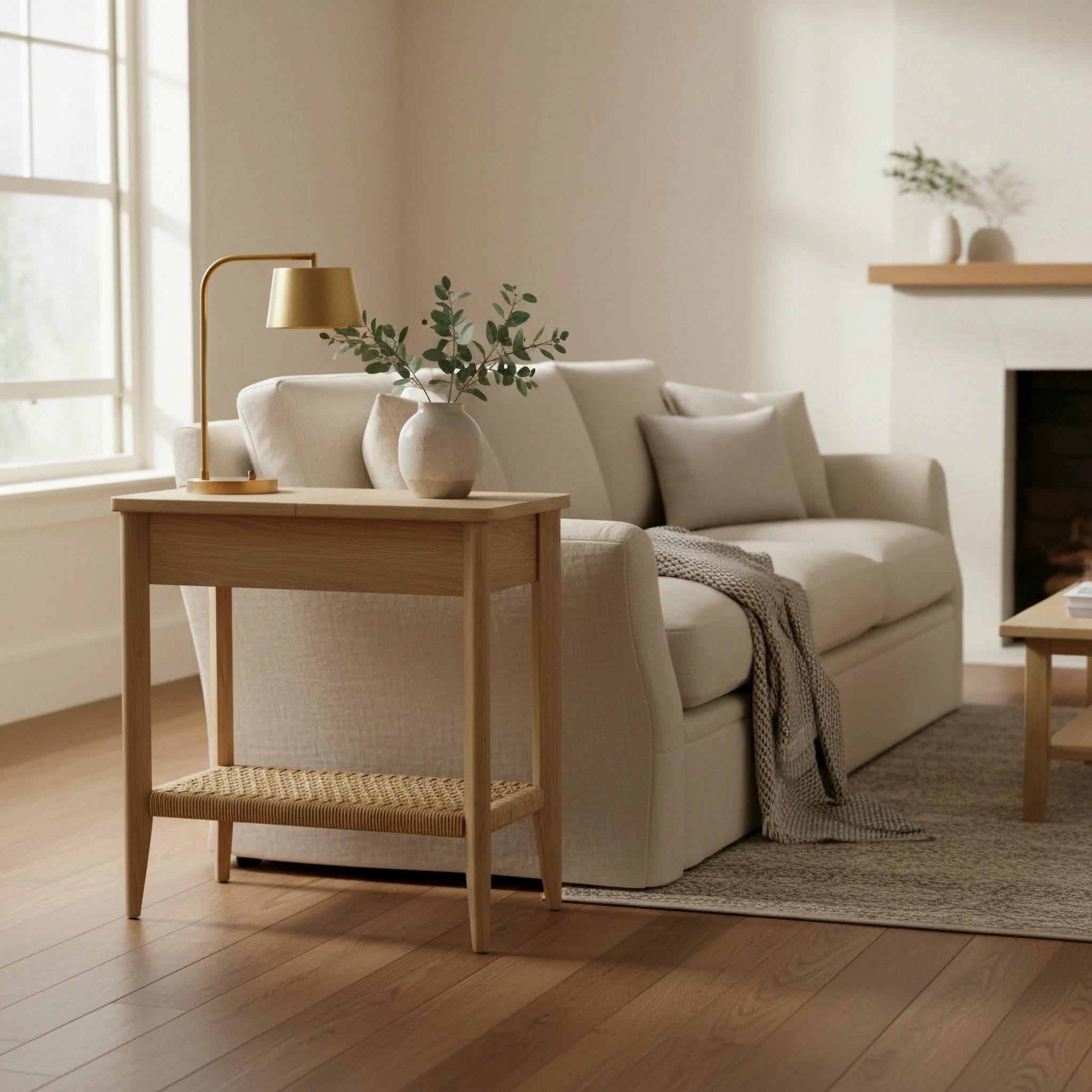 Harborough Oak Sofa Side Storage Table - Image 2