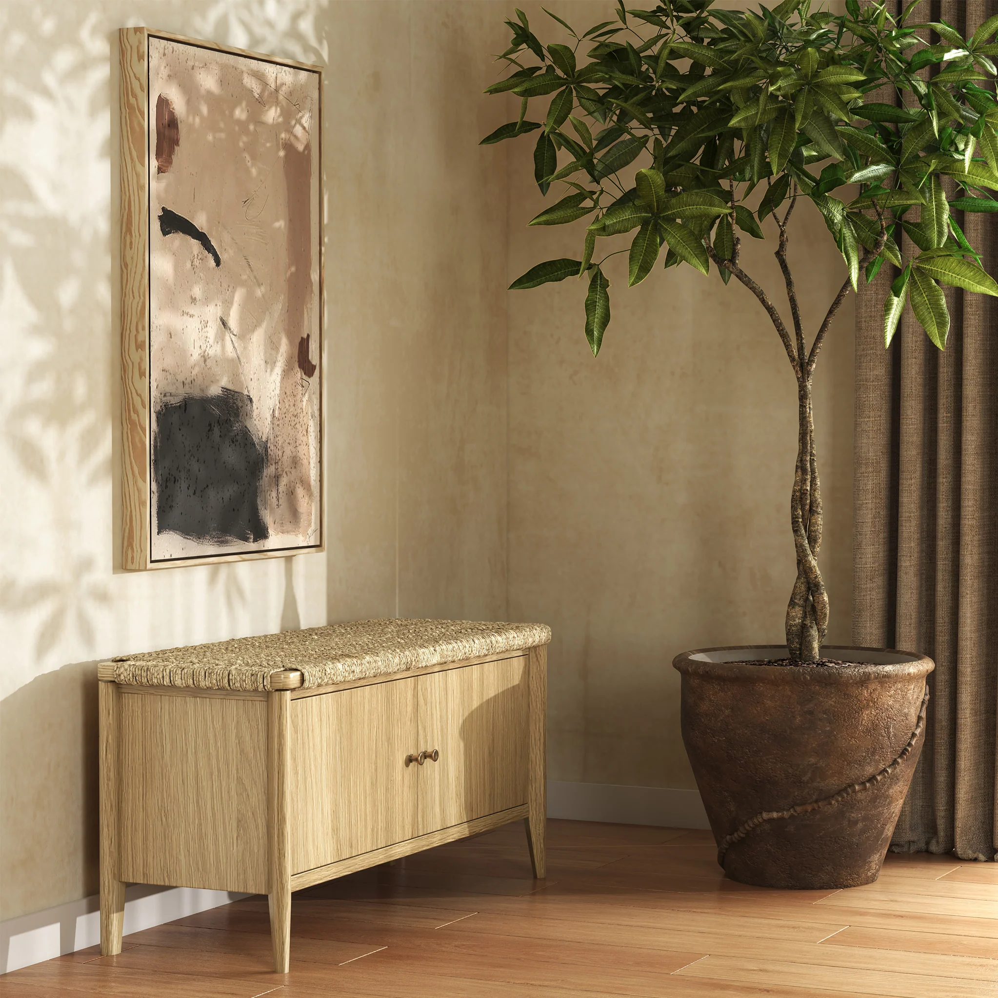 Harborough Oak Storage Bench - Image 2
