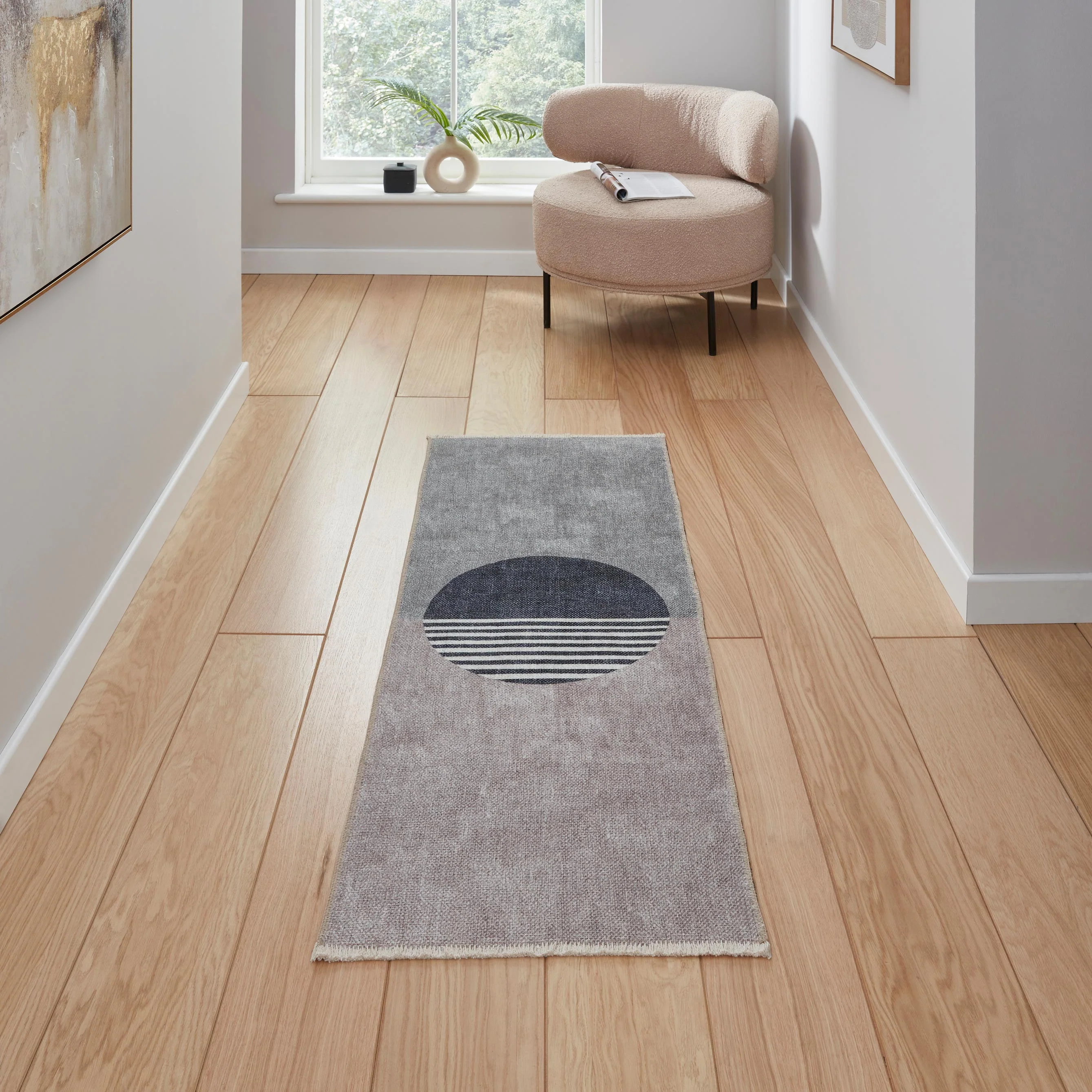 Harford Circle Design Flatweave Washable Rug - Image 13