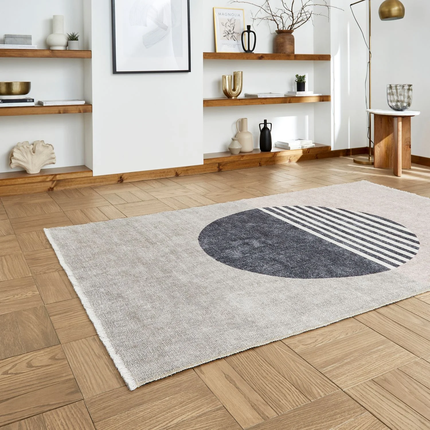 Harford Circle Design Flatweave Washable Rug - Image 16