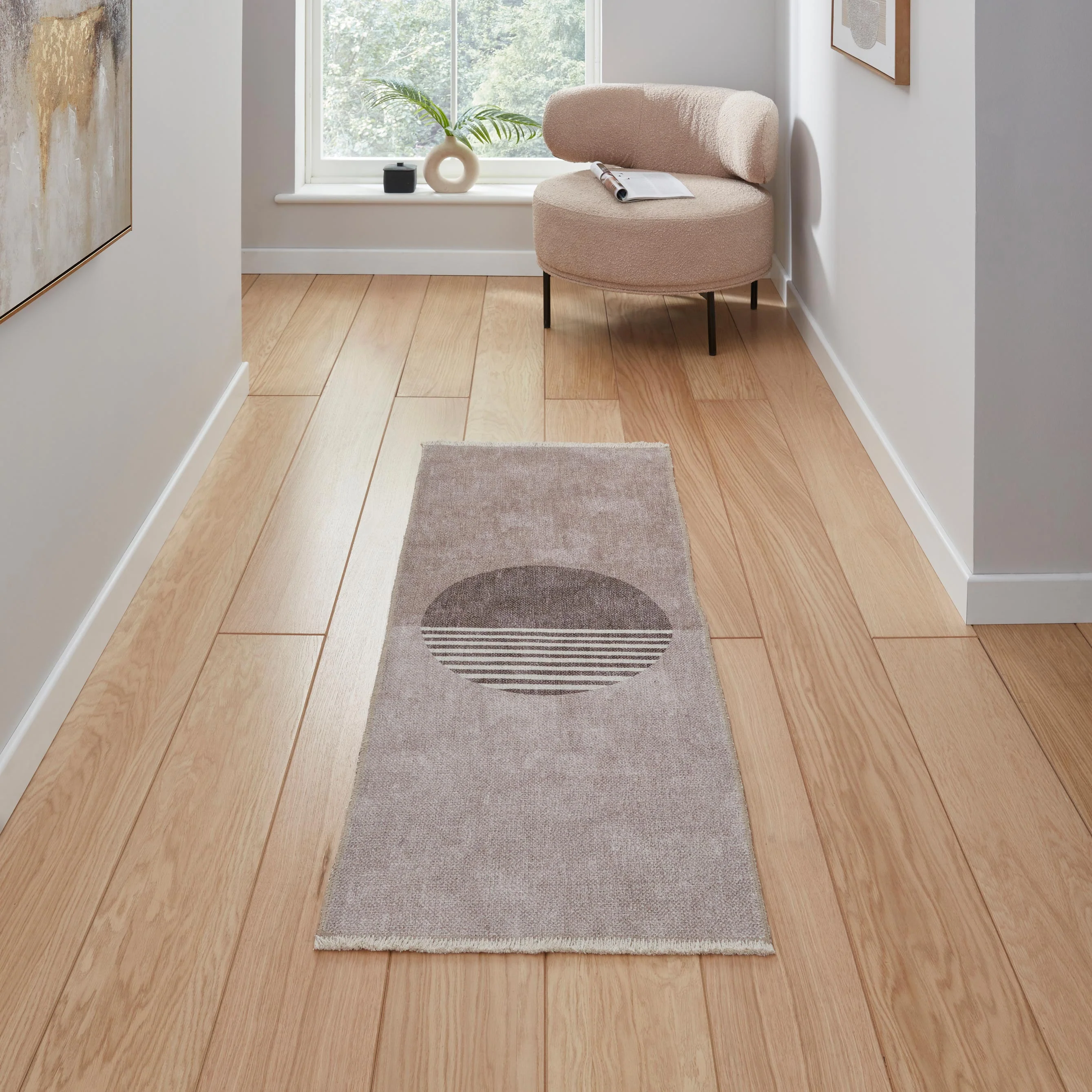 Harford Circle Design Flatweave Washable Rug - Image 2