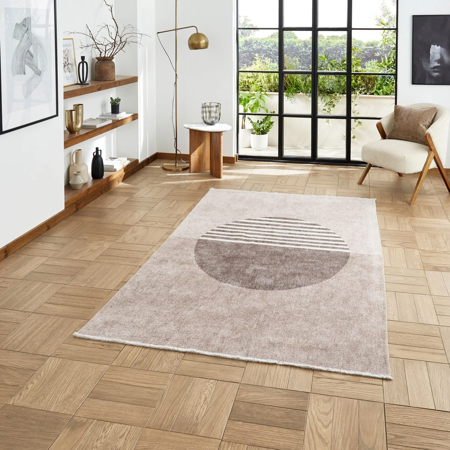 Harford Circle Design Flatweave Washable Rug - Image 4
