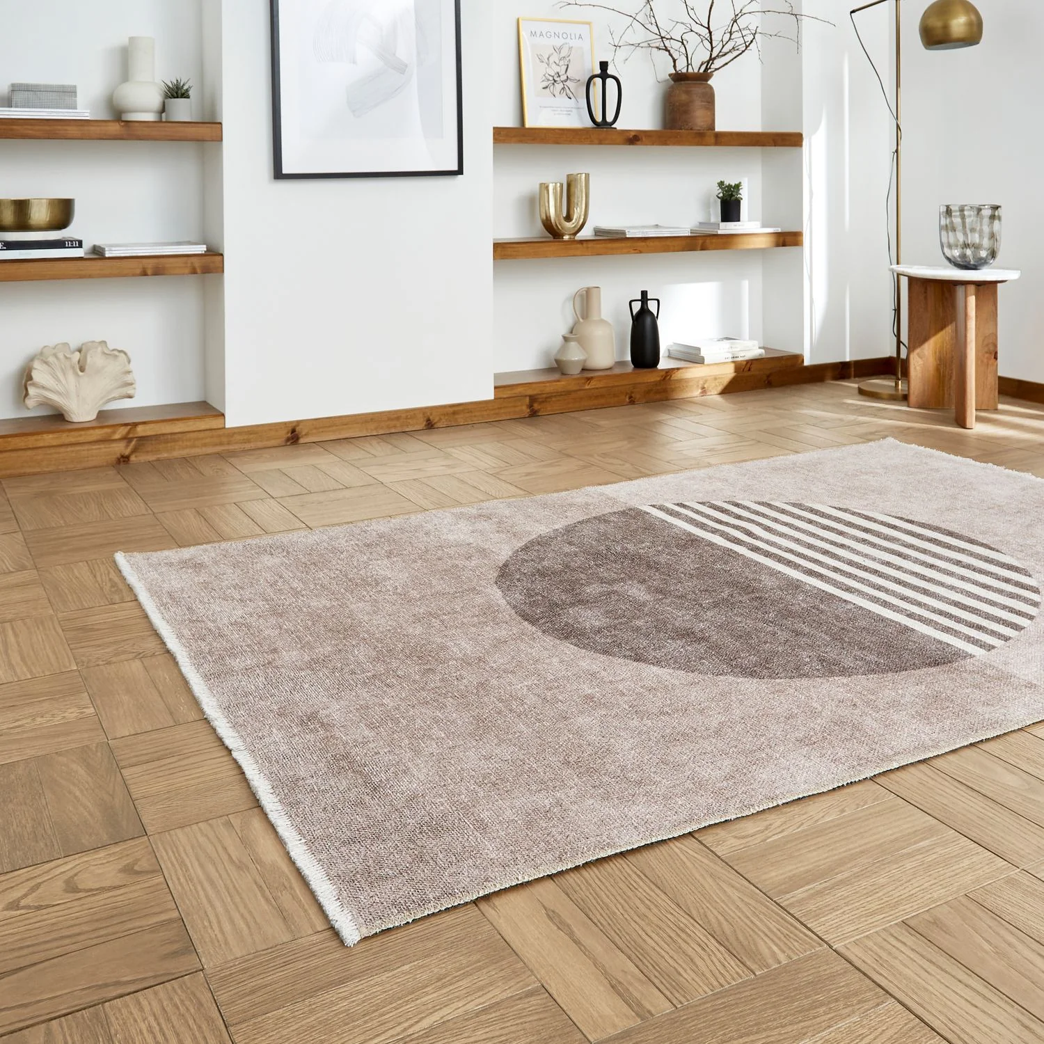 Harford Circle Design Flatweave Washable Rug - Image 5