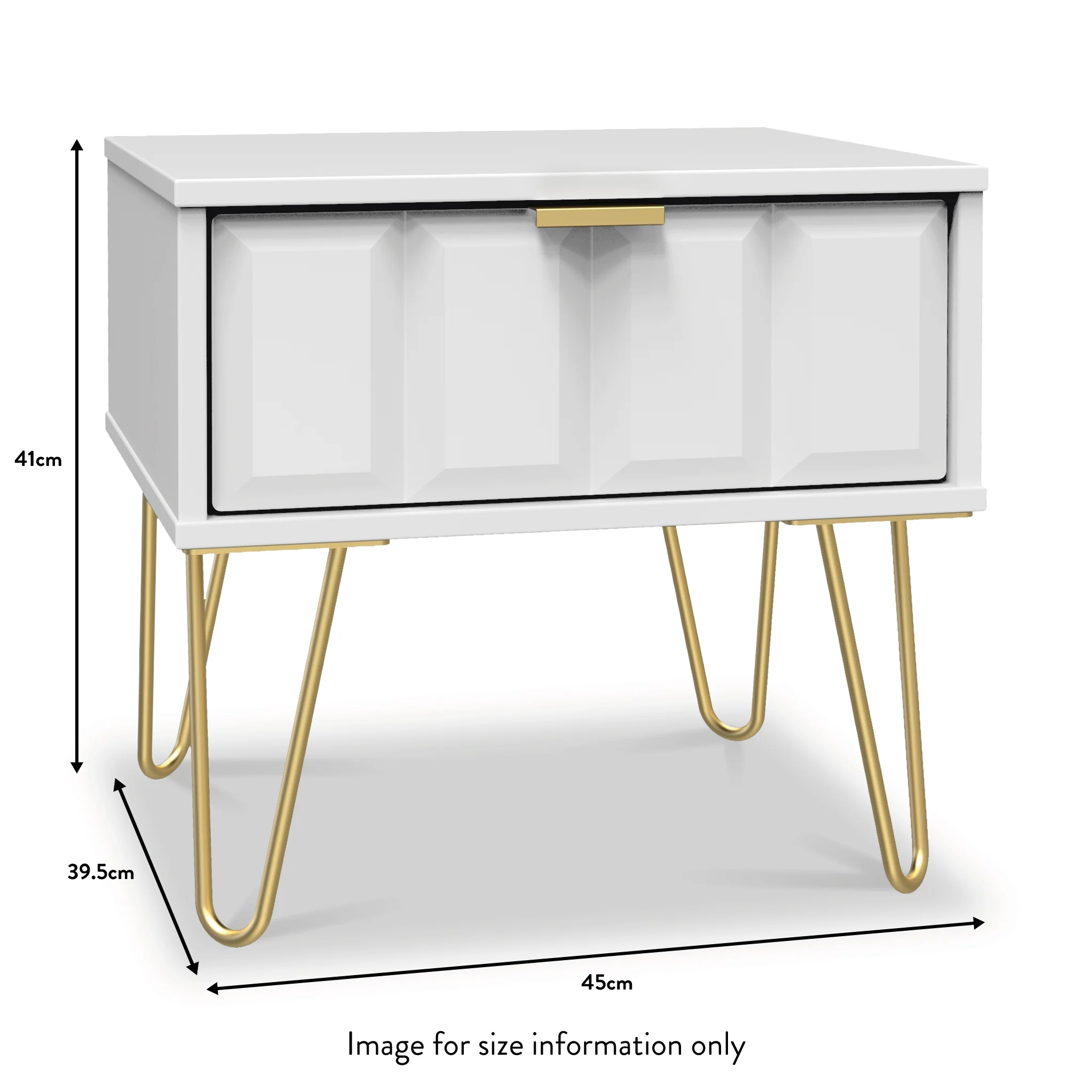 Harlow 1 Drawer Bedside with Gold Hairpin Legs - Image 13