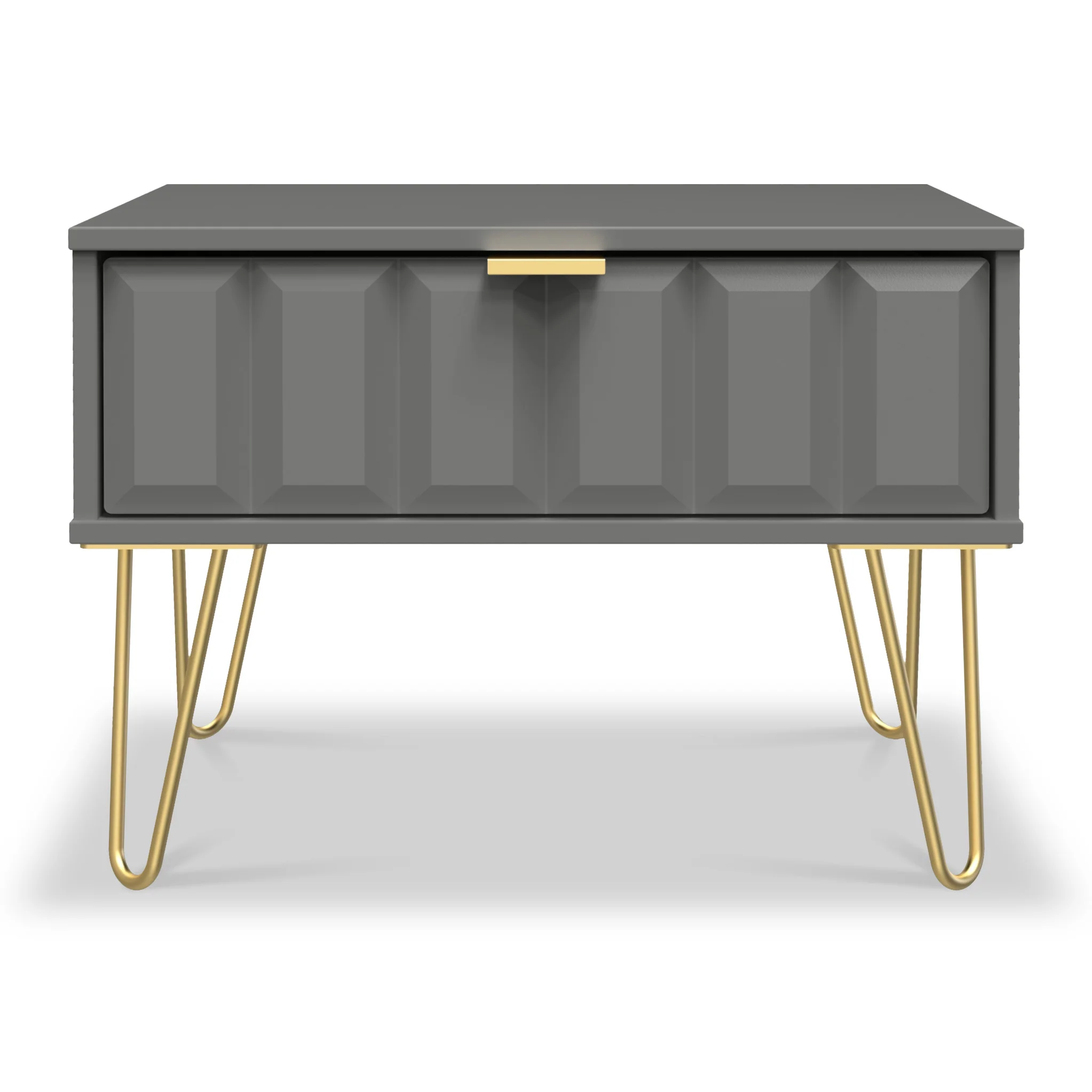 Harlow 1 Drawer Side Table with Gold Hairpin Legs - Image 2