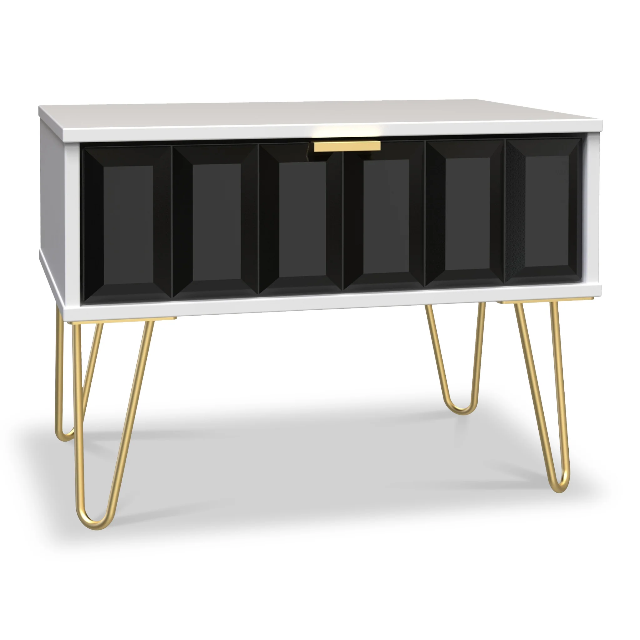 Harlow 1 Drawer Side Table with Gold Hairpin Legs - Image 3