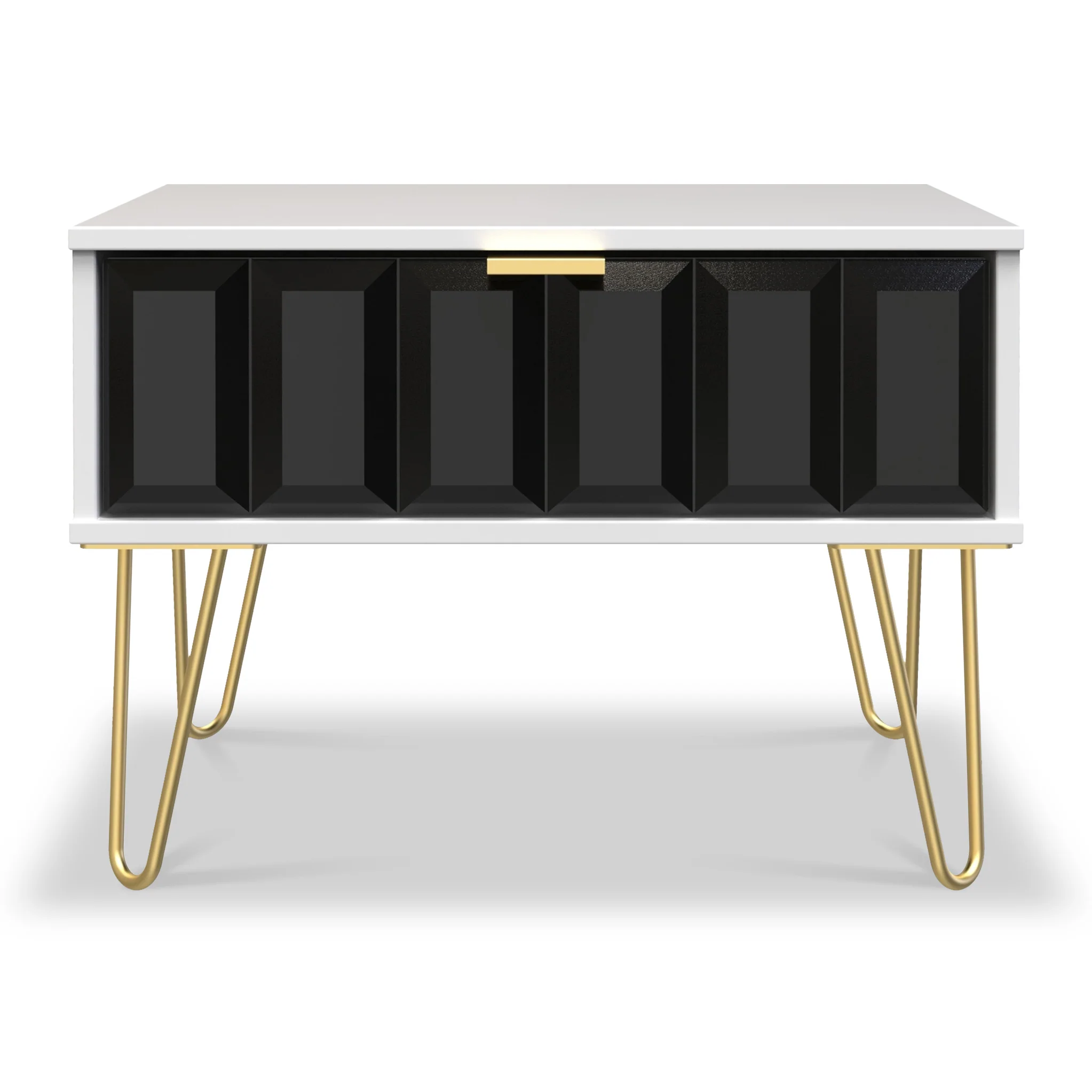 Harlow 1 Drawer Side Table with Gold Hairpin Legs - Image 4