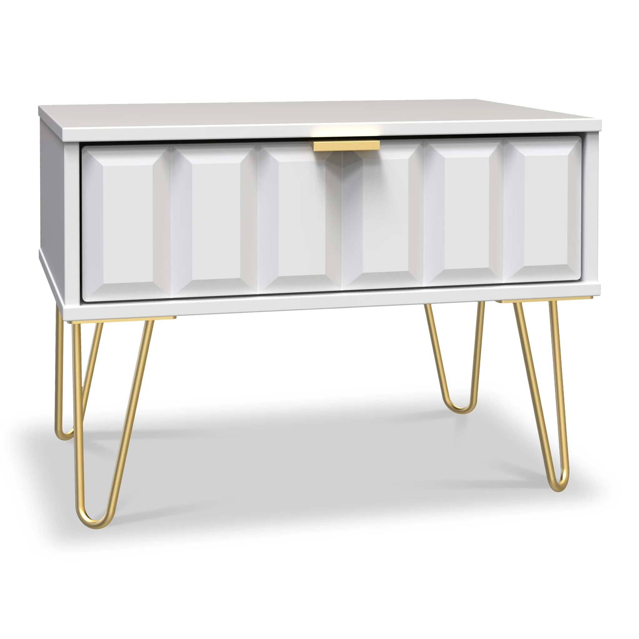 Harlow 1 Drawer Side Table with Gold Hairpin Legs - Image 7