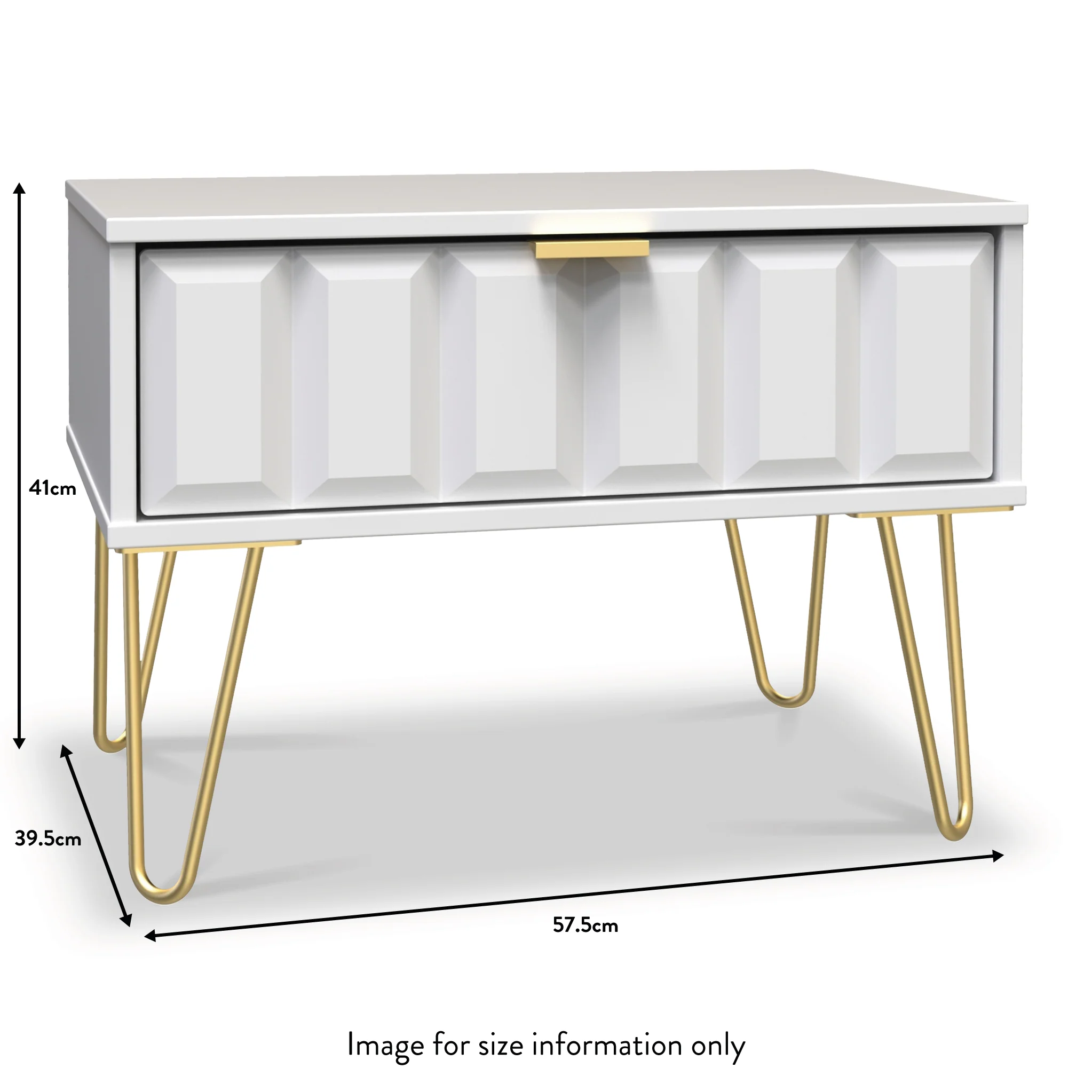 Harlow 1 Drawer Side Table with Gold Hairpin Legs - Image 9