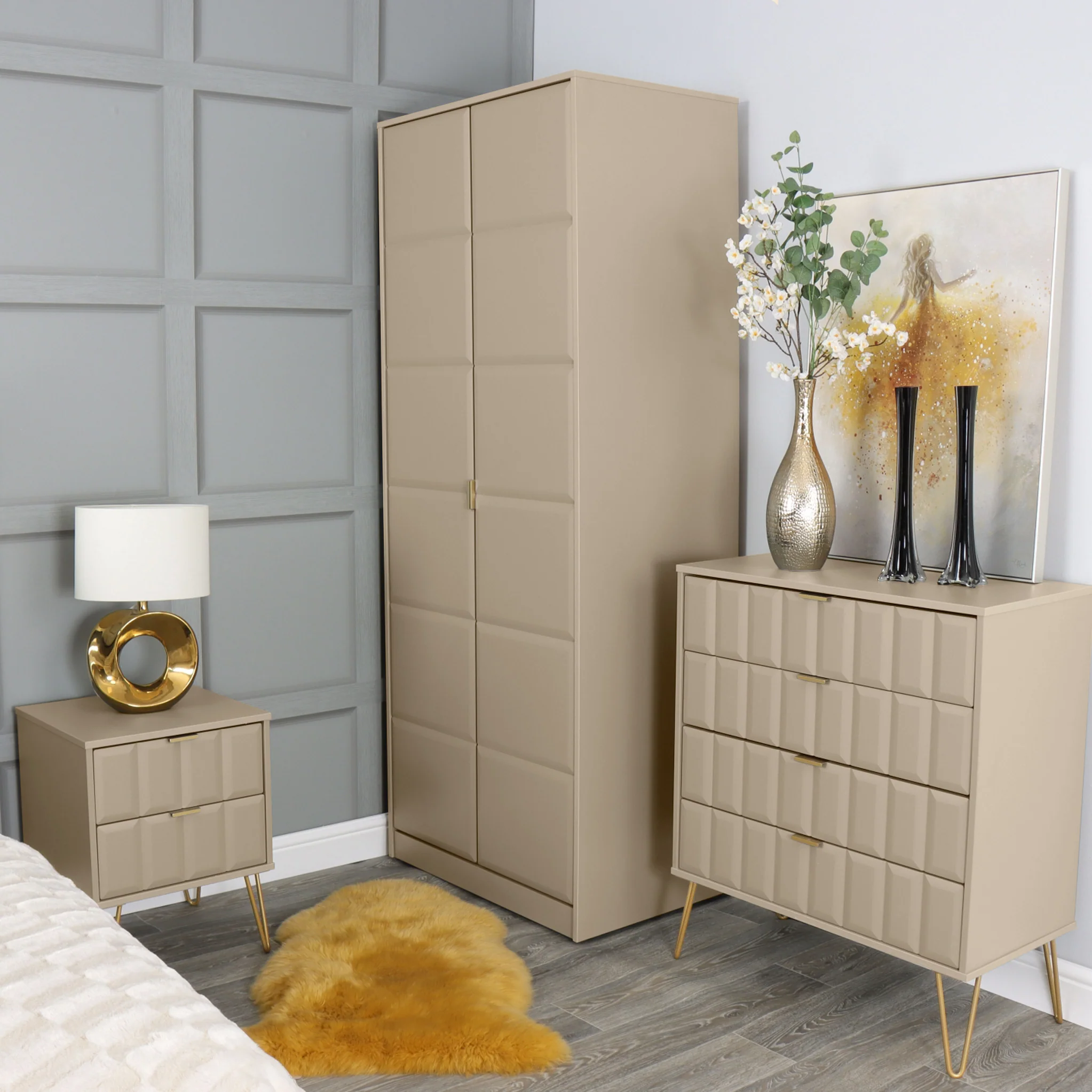 Harlow 2 Drawer Bedside with Gold Hairpin Legs - Image 11