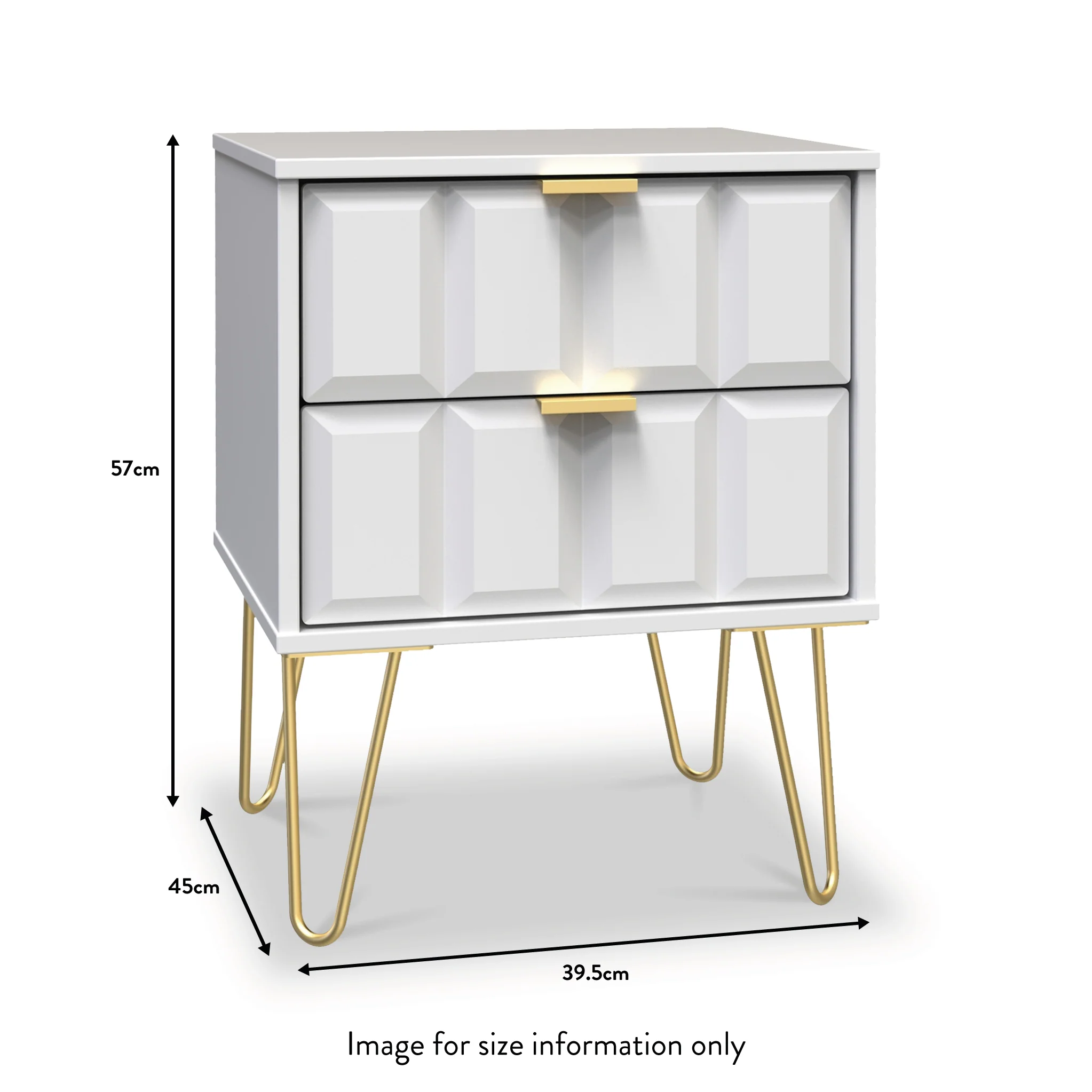 Harlow 2 Drawer Bedside with Gold Hairpin Legs - Image 13