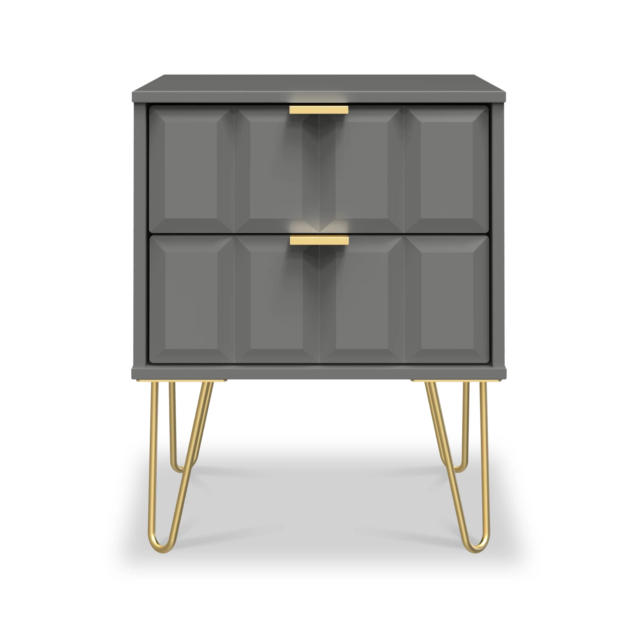 Harlow 2 Drawer Bedside with Gold Hairpin Legs - Image 3