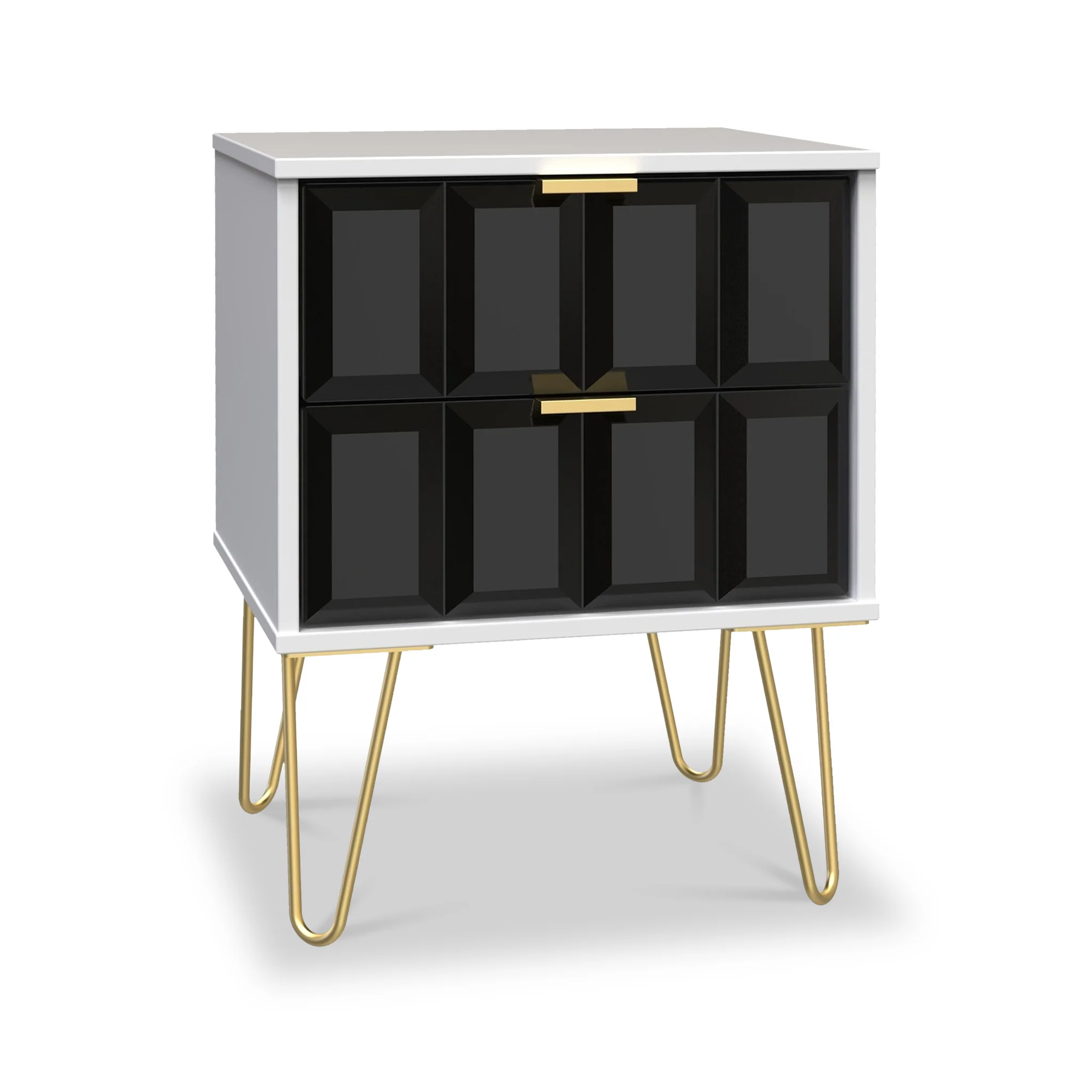Harlow 2 Drawer Bedside with Gold Hairpin Legs - Image 7